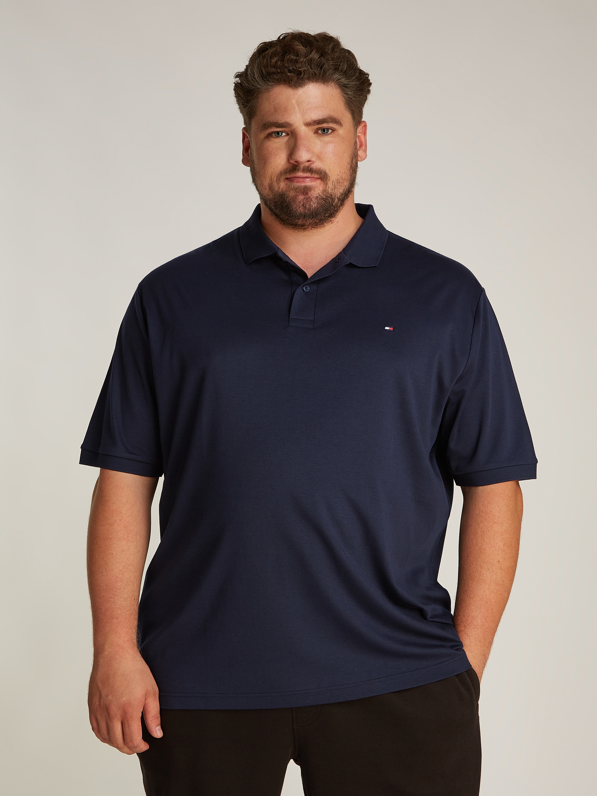 Tommy Hilfiger Big & Tall Poloshirt »BT-LIQUID COTTON ESSENTIAL POL-B«, in Großen Größen, Logostickerei