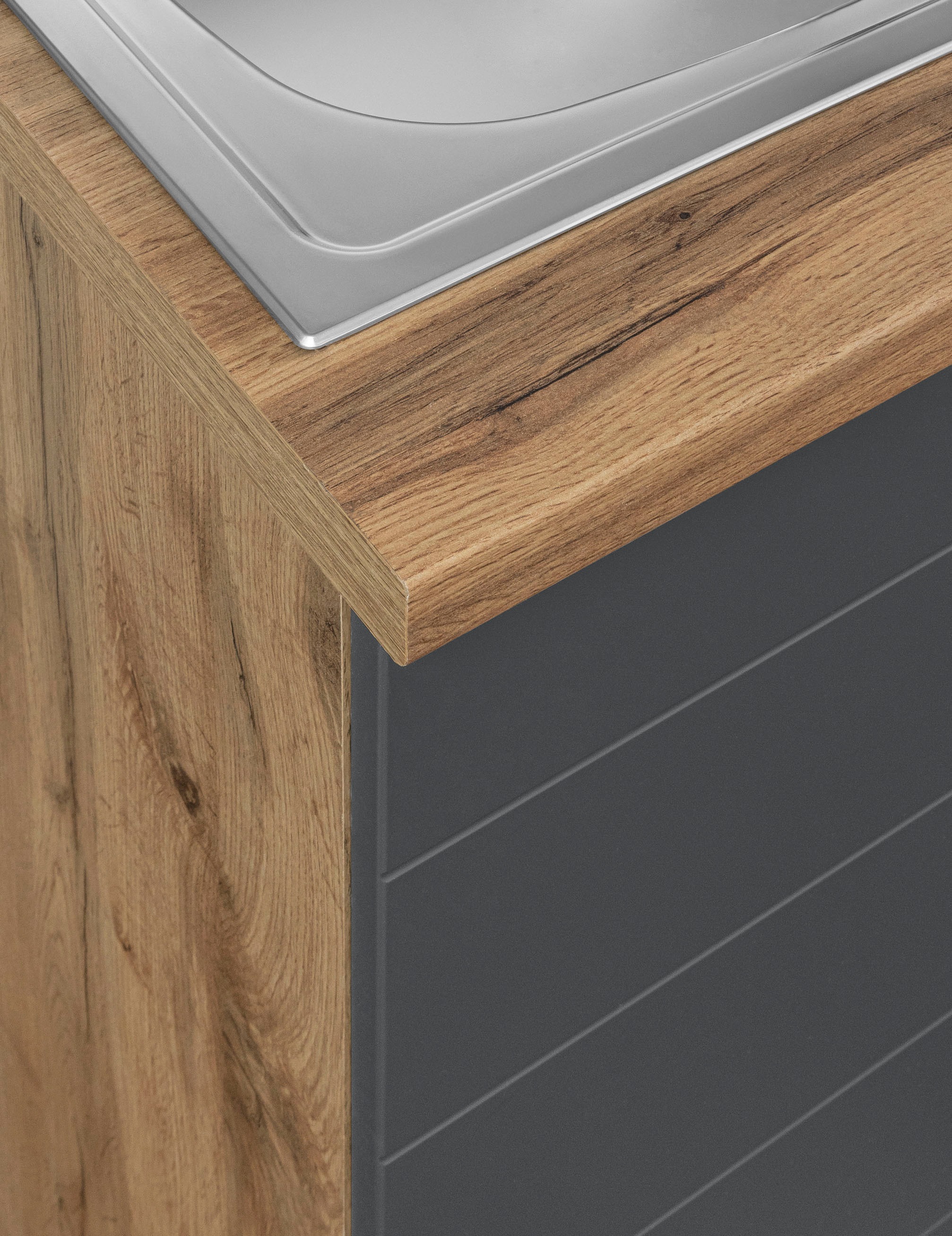 KOCHSTATION Küchenzeile »KS-Luhe« 240 cm breit, wahlweise mit oder ohne E-Geräten, gefräste MDF-Fronten