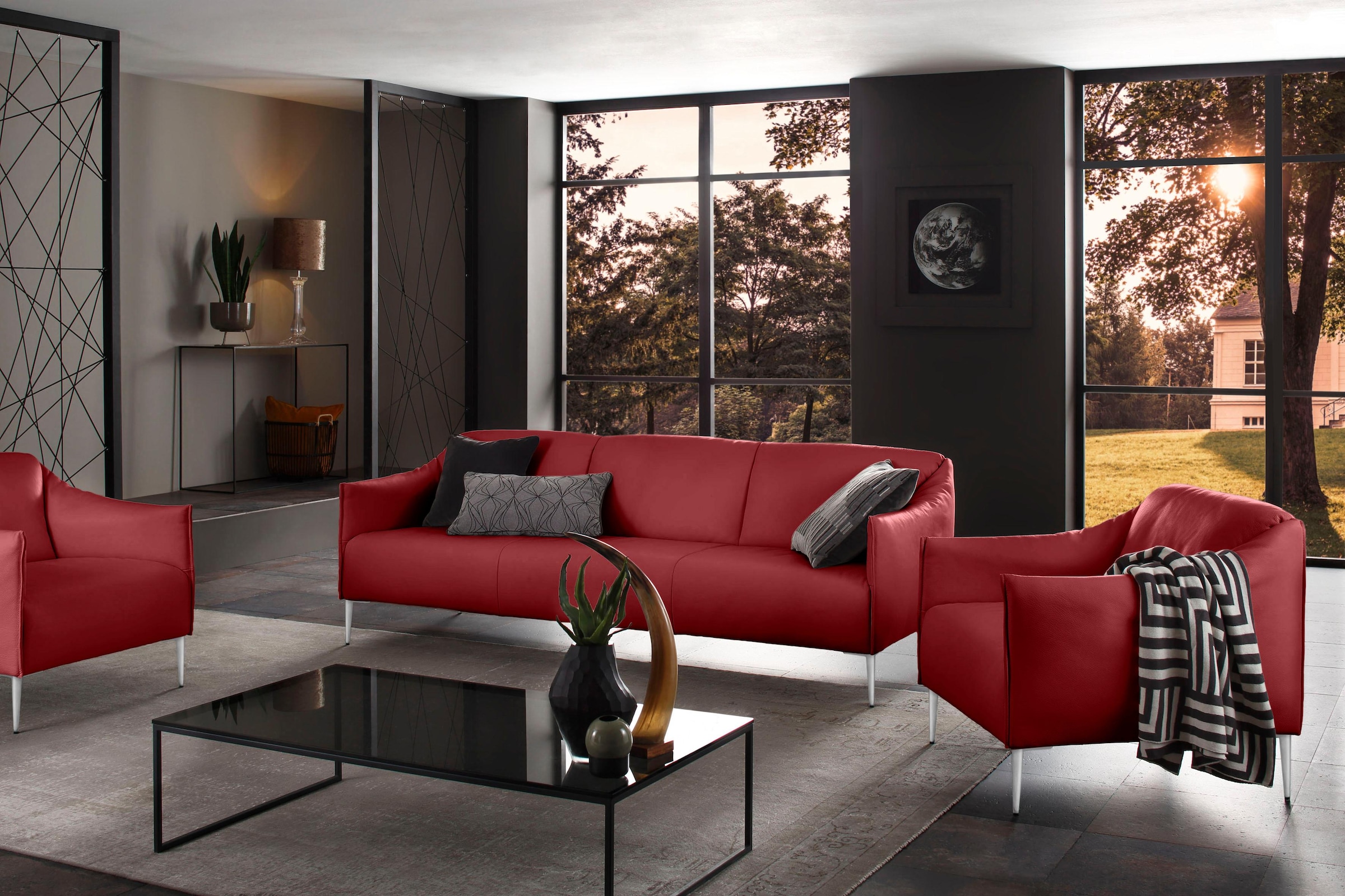 W.SCHILLIG 3-Sitzer »sally«, mit Metallfüßen in Chrom glänzend, Breite 224 cm