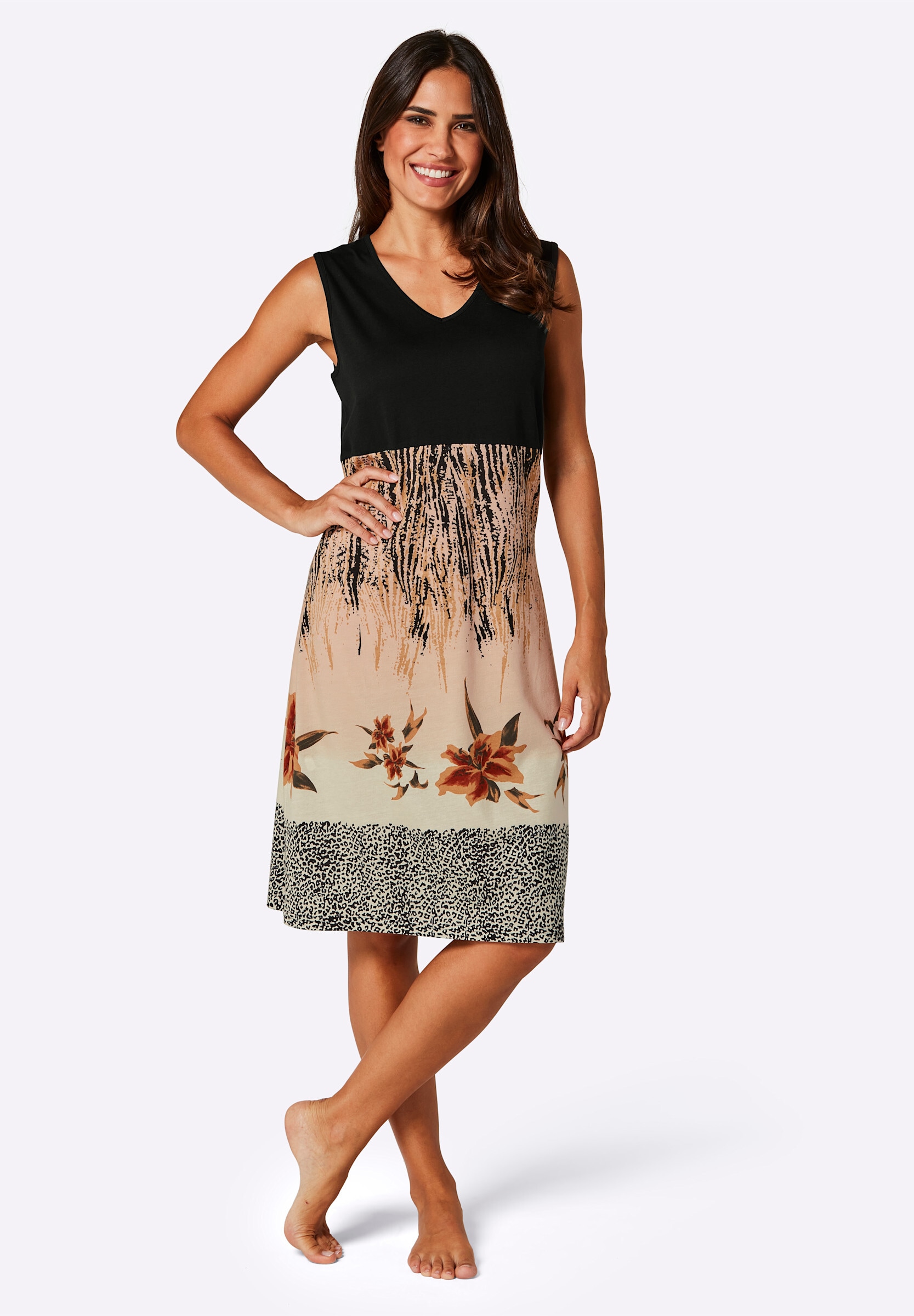 Witt Strandkleid »Sommerkleid Sommerkleid mit V-Ausschnitt, bedruckt« Ohne Taschen