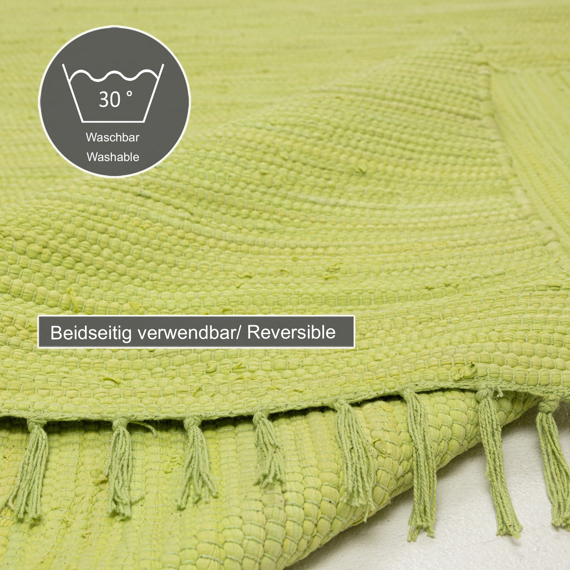 THEKO Teppich »Happy Cotton Fleckerl, handgewebt« rechteckig 5 mm Höhe Flachgewebe, reine Baumwolle, meliert, mit Fransen, auch als Läufer