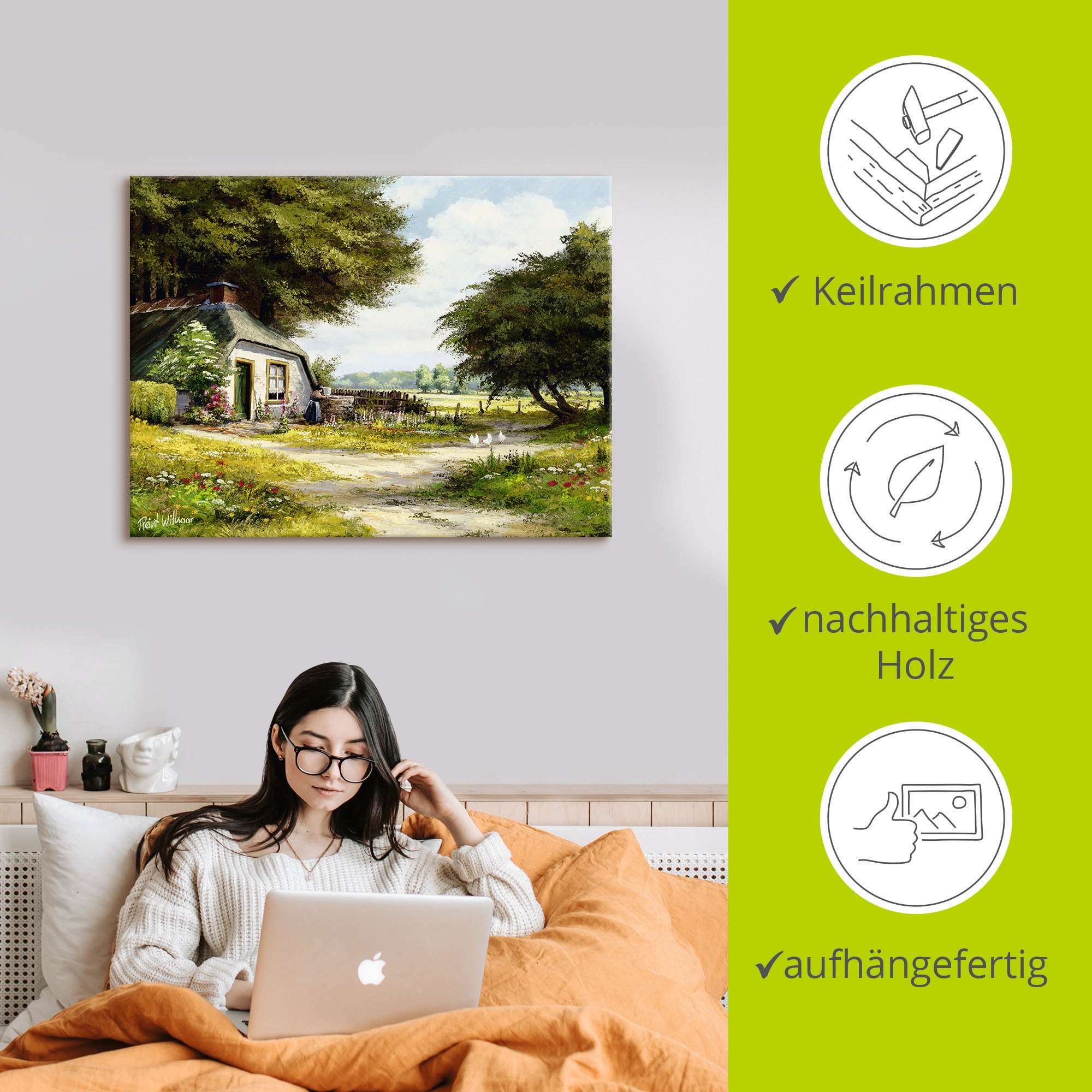 Artland Leinwandbild »Bauernhaus« Garten 1 Stk. tlg. auf Holzrahmen gespannt