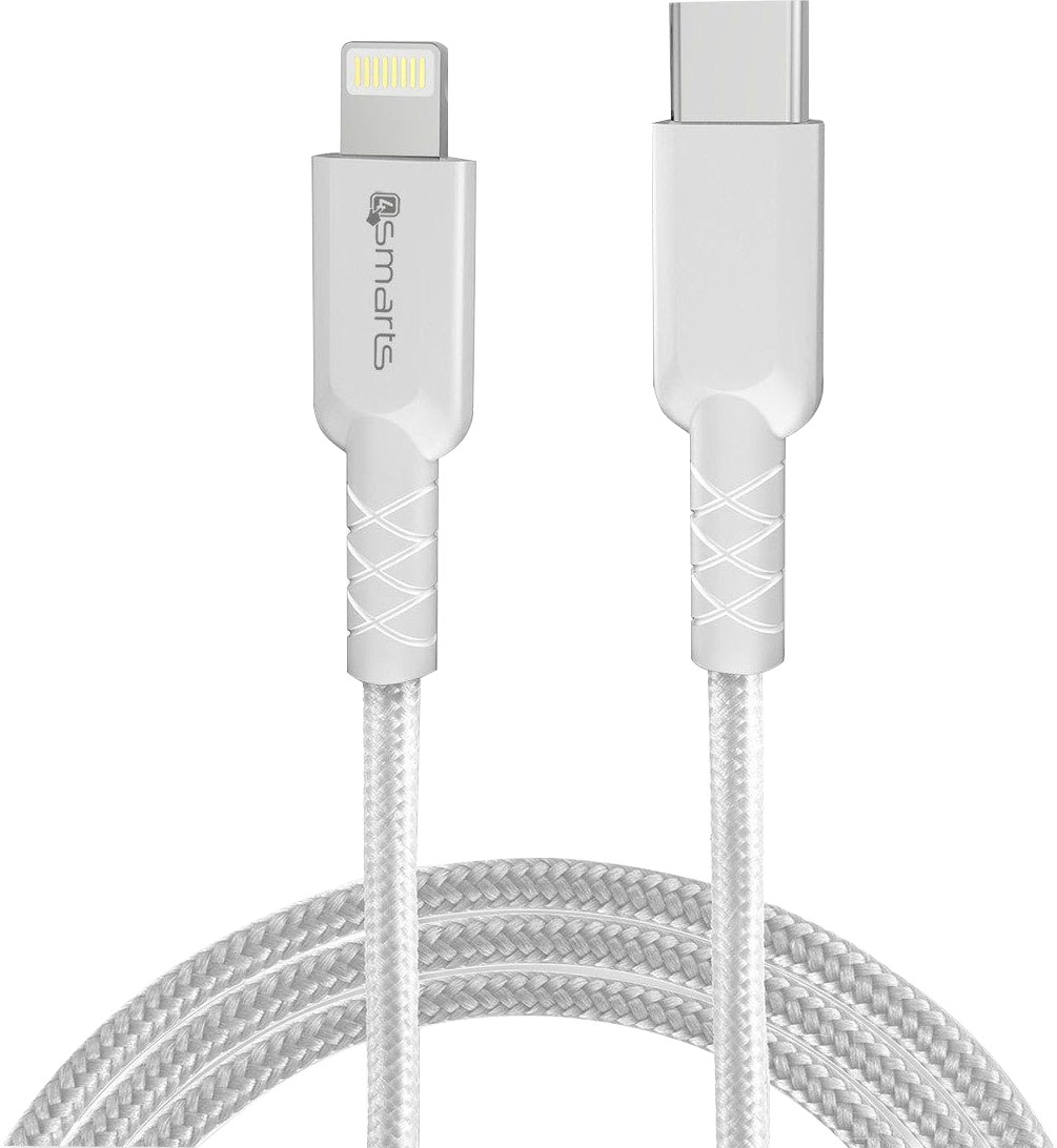 4smarts Smartphone-Ladegerät »Schnelllade-Set 20W mit 1,5m Lightning Kabel f. iPhone«, (150 cm Lightning Kabel für iPhone 11 12 13 14 Pro Max Mini SE iPad), 20W Schnellladegerät iPhone Ladekabel USB-C Ladegerät PD Schnelllader