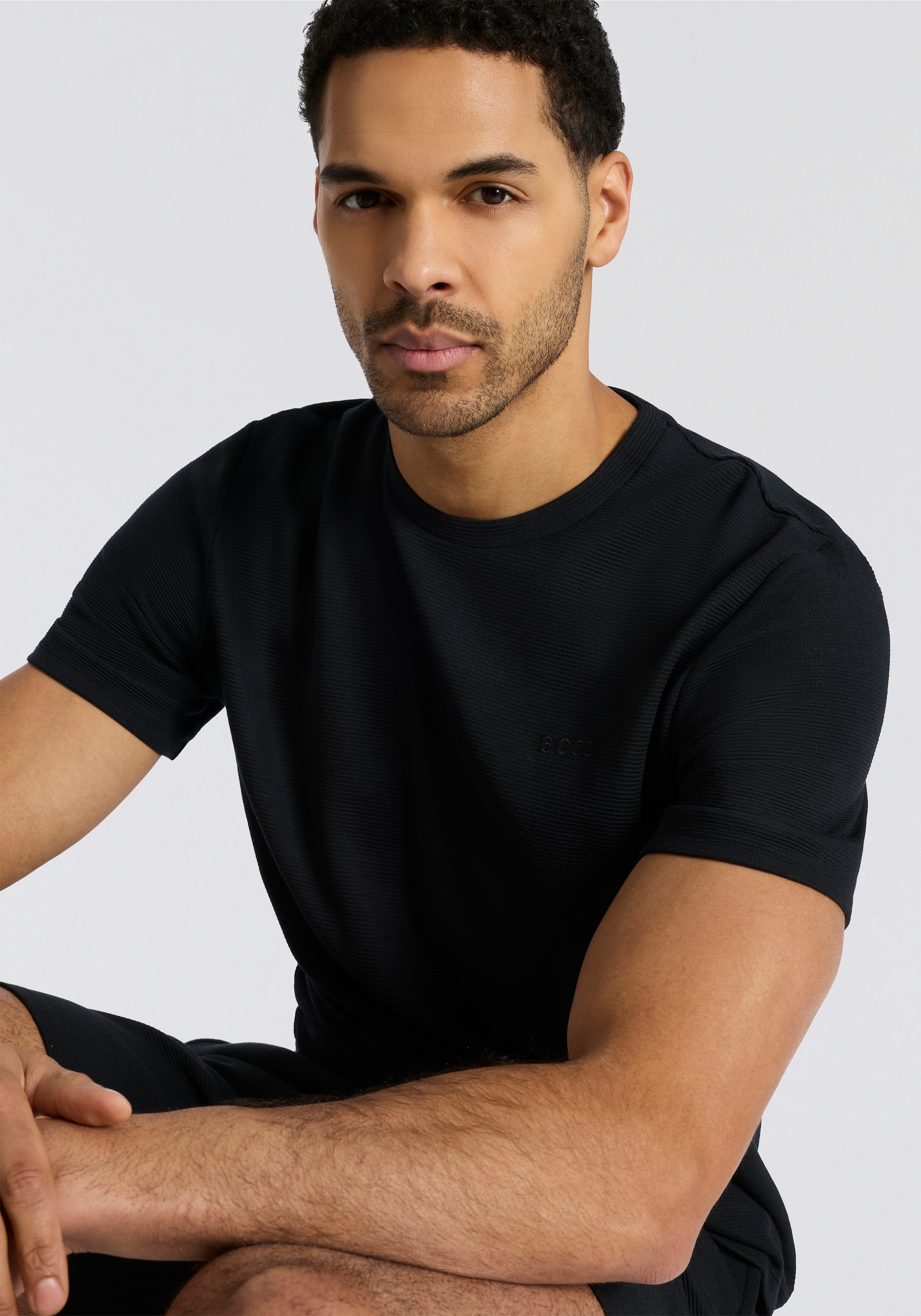 BOSS T-Shirt aus Ripp-Qualität, regular fit, Rundhals