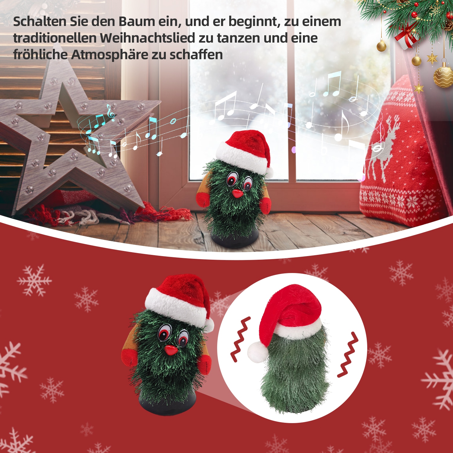 SHX Weihnachtsfigur »Tanzender Weihnachtsbaum«, Bewegung, traditionelles Weihnachtslied