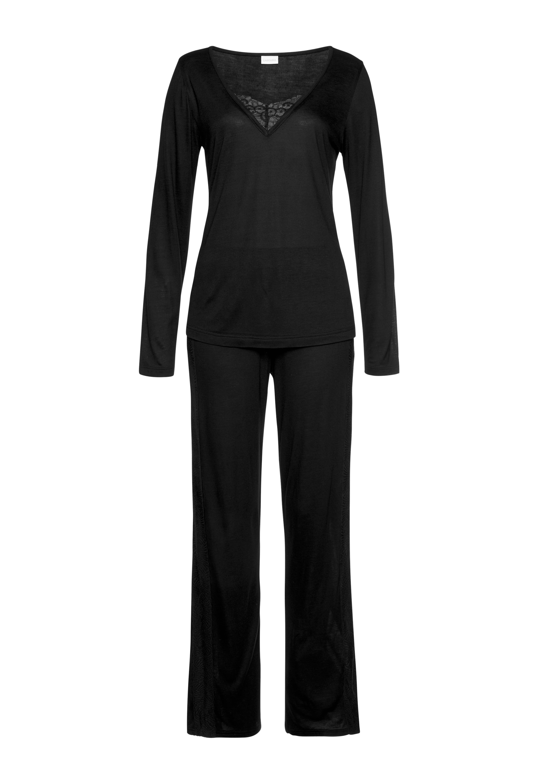 LASCANA Pyjama 2-teilig, 2 tlg. mit Details aus Spitze