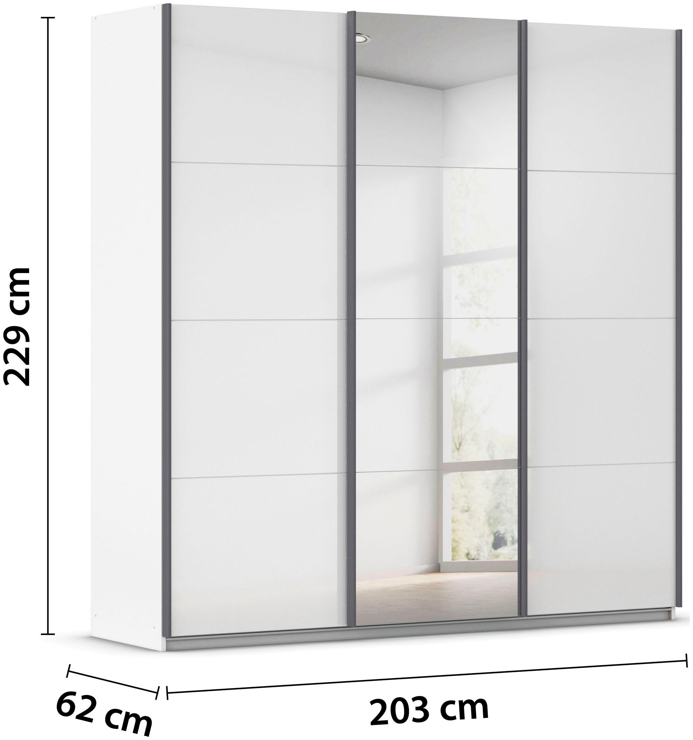 rauch Schwebetürenschrank »Kleiderschrank Schrank Garderobe AGORDO«, (in zwei Griff-Farben), Top Innenausstattung, in 4 Breiten und 2 Höhen MADE IN GERMANY