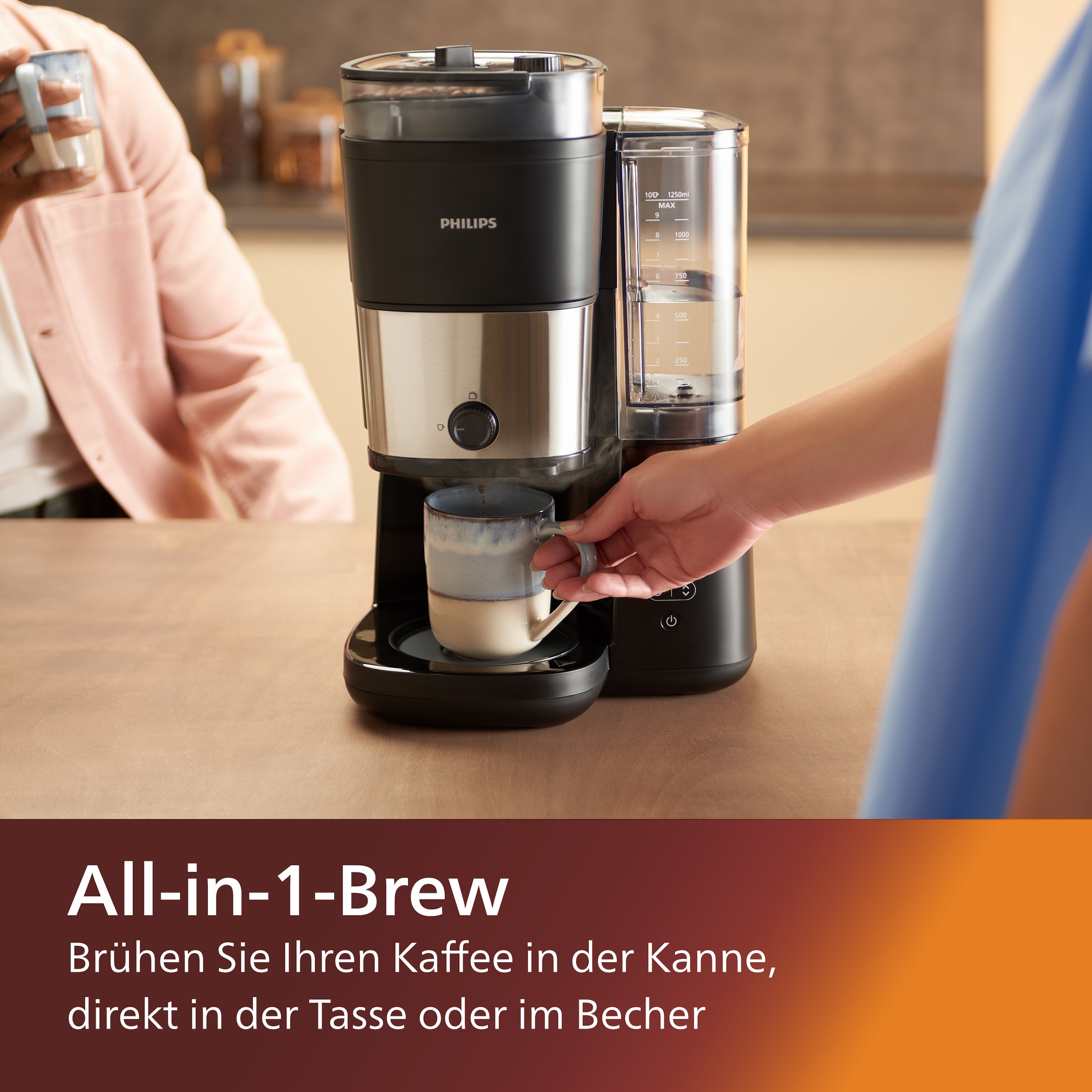 Mahlwerk Philips Duo-Kaffeebohnenbehälter, Brew«, mit Kaffeemaschine Dosierlöffel 3 Permanentfilter, mit Garantie Dosierung »HD7900/50 inkl. 1x4, XXL und Jahren All-in-1 Smart mit