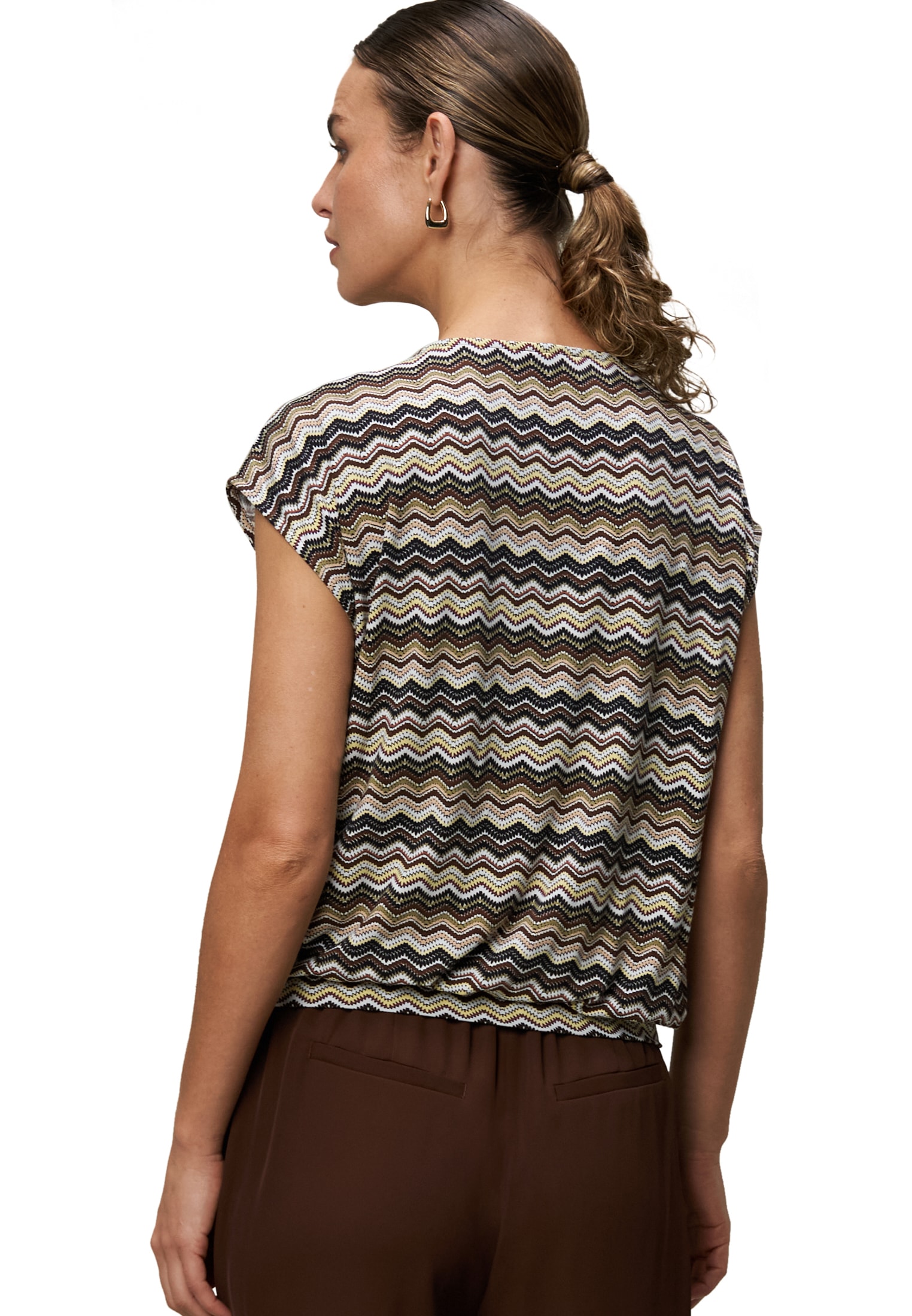 Zero Kurzarmshirt »Shirt mit Zickzackmuster«
