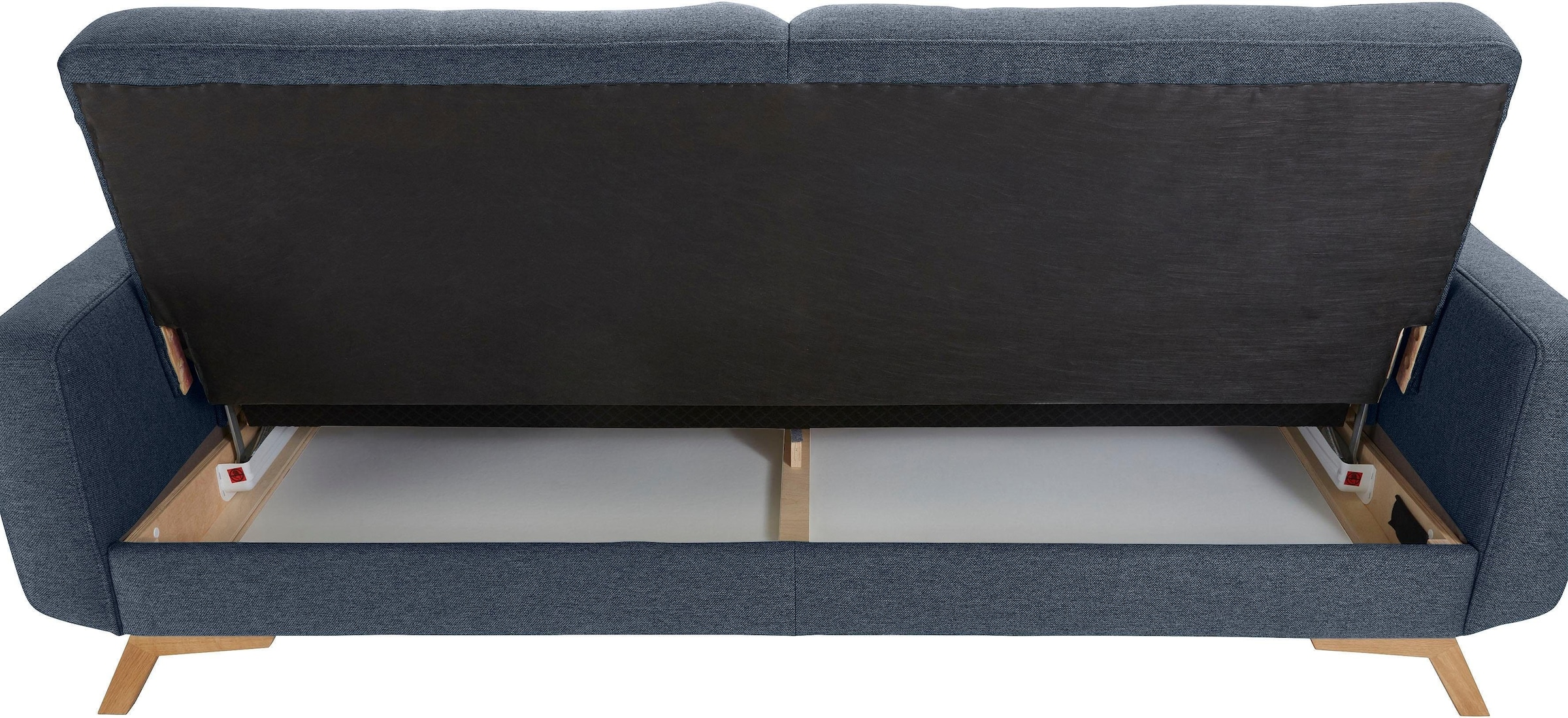 exxpo - sofa fashion 3-Sitzer »Fiord, aktuelles Design, tolle Detailverarbeitung im Sitz und Rücken«, bequem, wahlweise Kippcouch mit Bettfunktion und Bettkasten, Holzfuß
