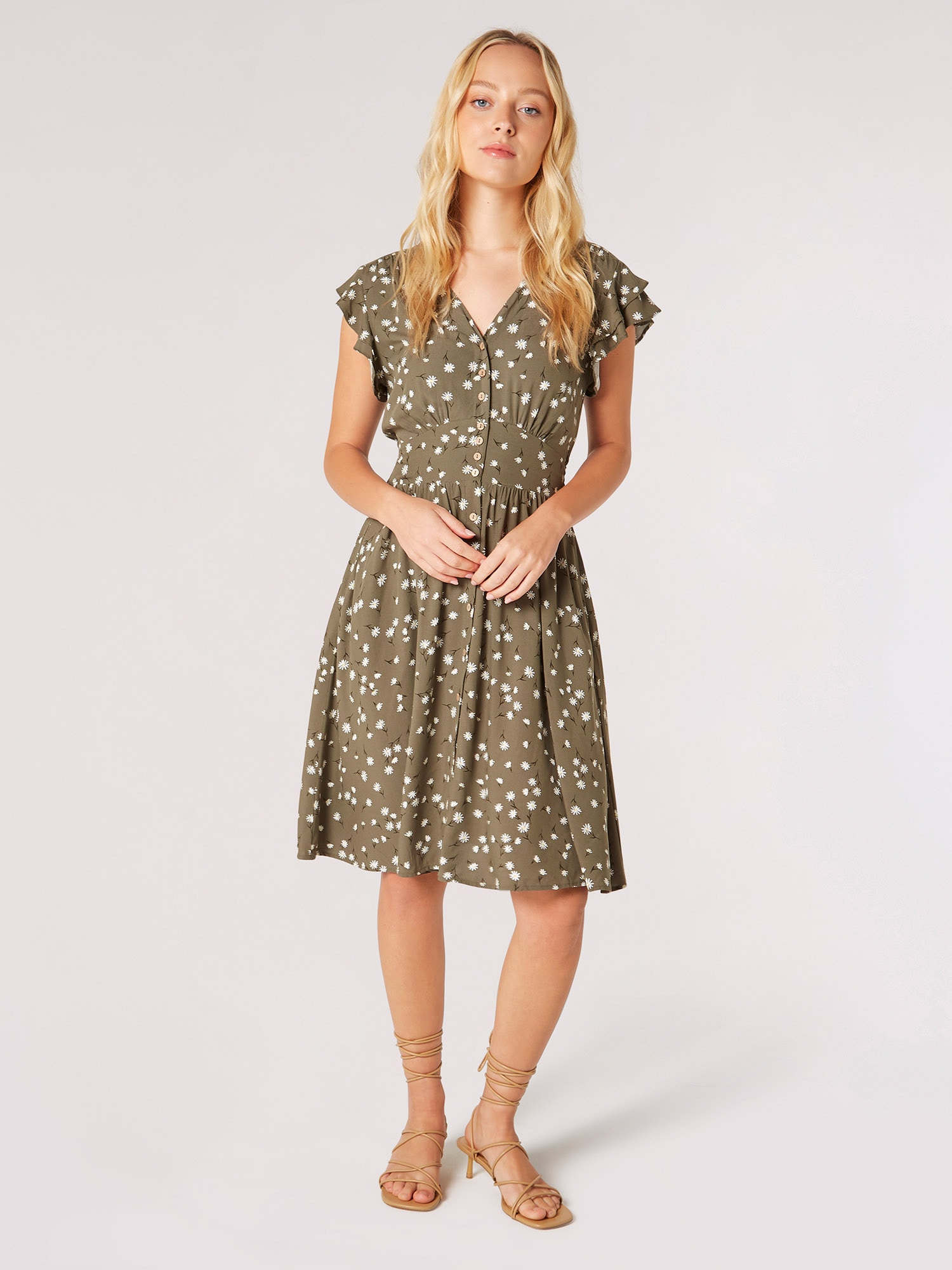 Apricot Druckkleid »Minikleid« mit Knopfleiste
