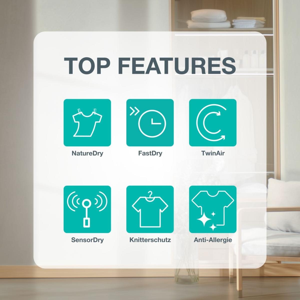 GORENJE Wärmepumpentrockner »D5G48D« G400 NatureDry Schonung, FastDry  49, Knitterschutz