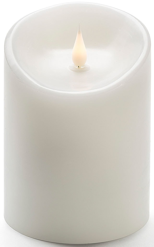 KONSTSMIDE LED-Kerze »Weihnachtsdeko«, LED Echtwachskerze, weiß, mit 3D Flamme, Ø 10 cm, Höhe: 14 cm