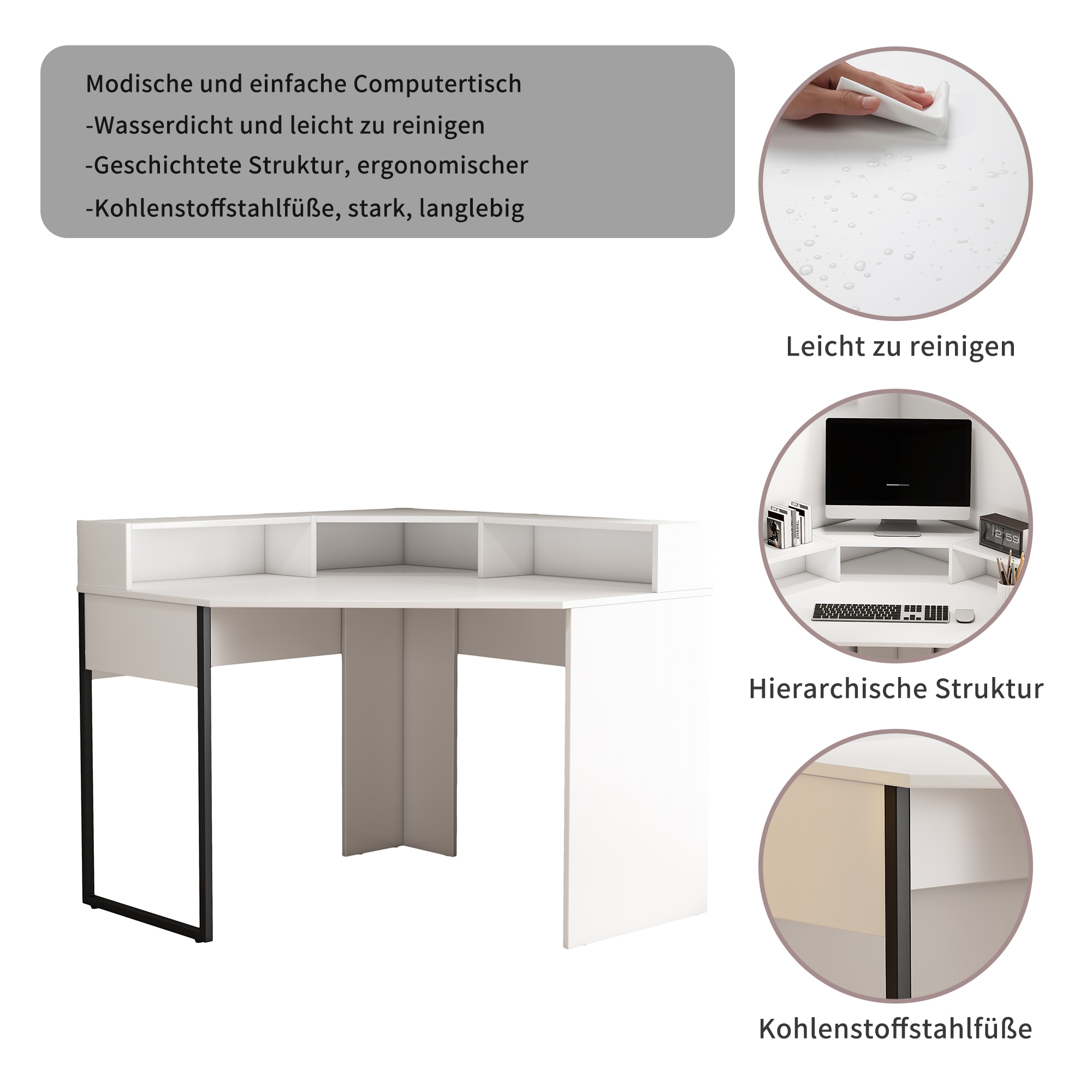 OTTO home Eckschreibtisch »Moid«, mit Schreibtischaufsatz, modernes Design, B. 100 cm