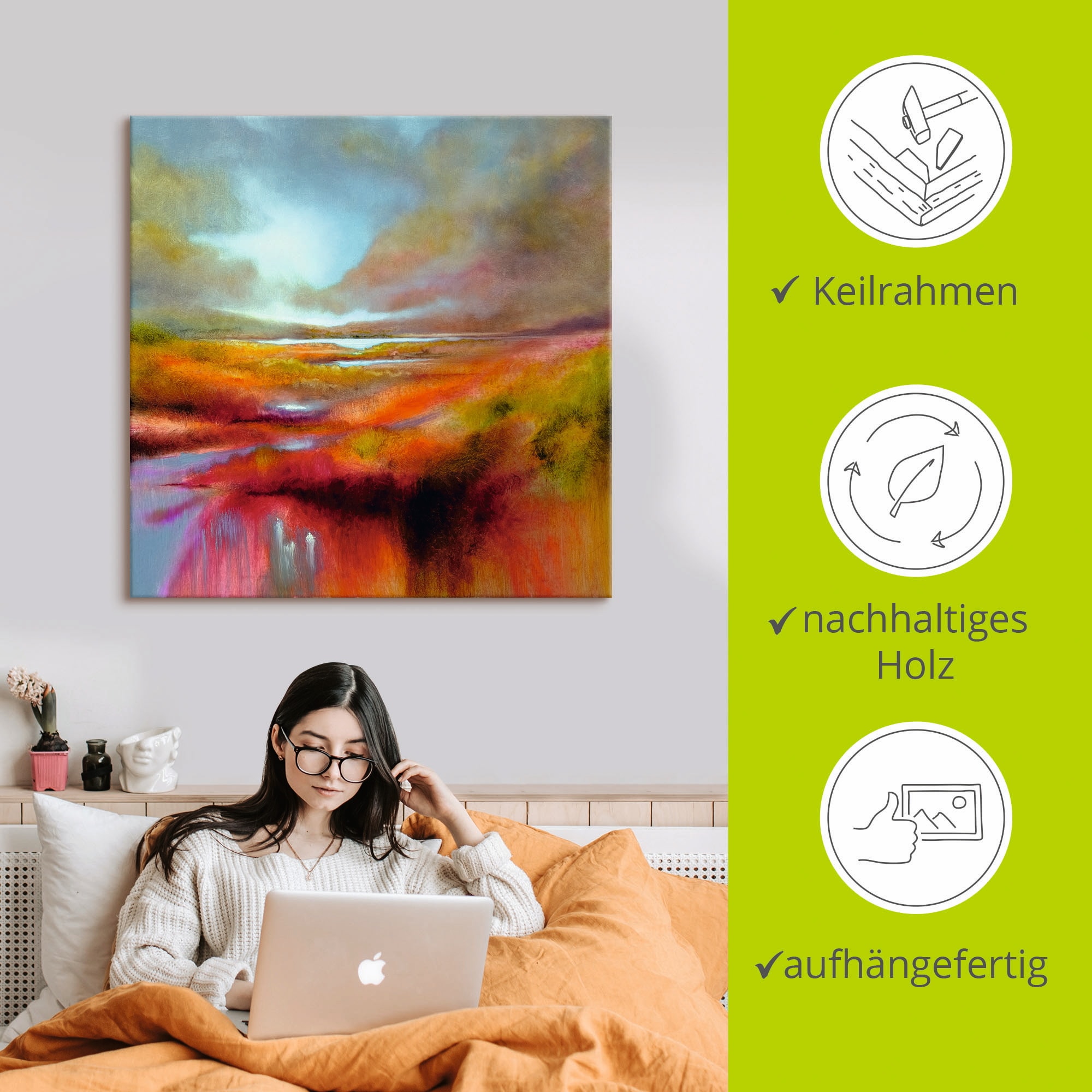 Artland Leinwandbild »Ein perfekter Tag« Berge 1 Stk. tlg. auf Holzrahmen gespannt