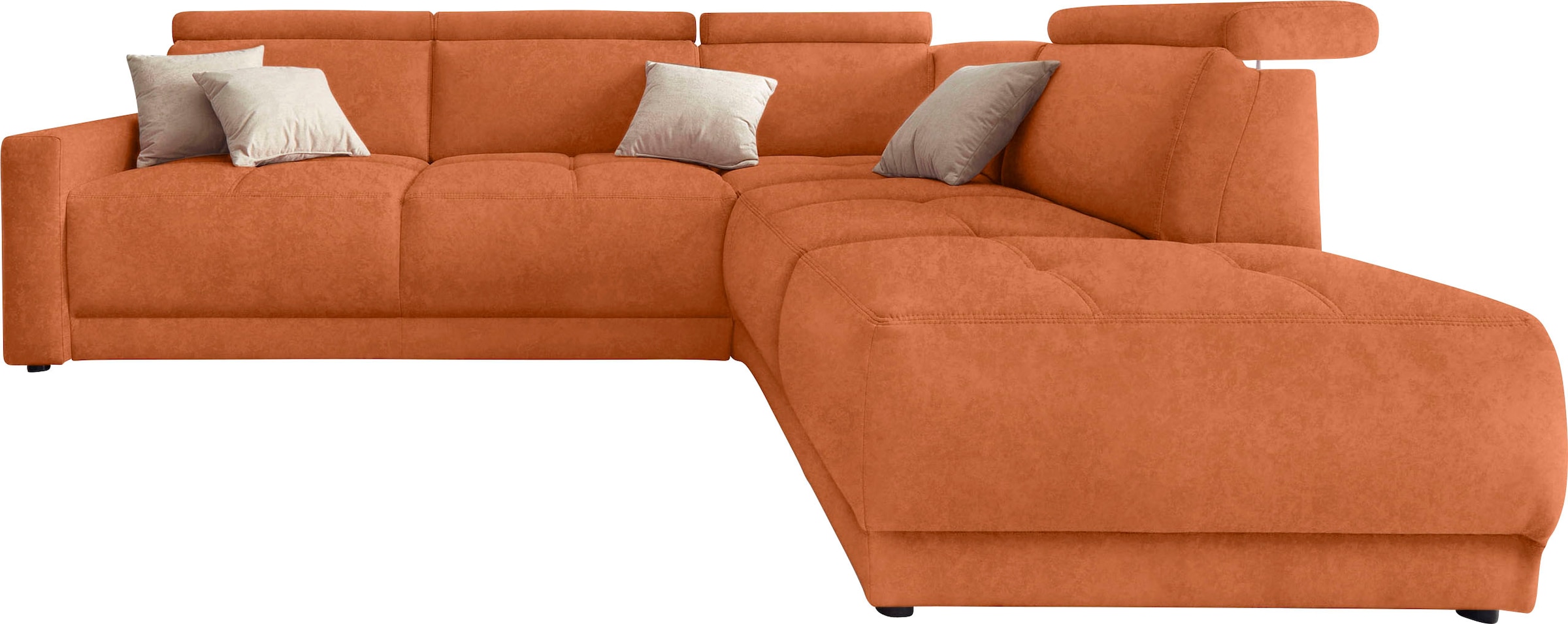 DOMO collection Ecksofa »Ava, moderne Sitzheftung mit toller Doppelnaht, komfortabel, L-Form«, mit Ottomane, inkl. Federkern, wahlweise mit Kopfteilverstellungen