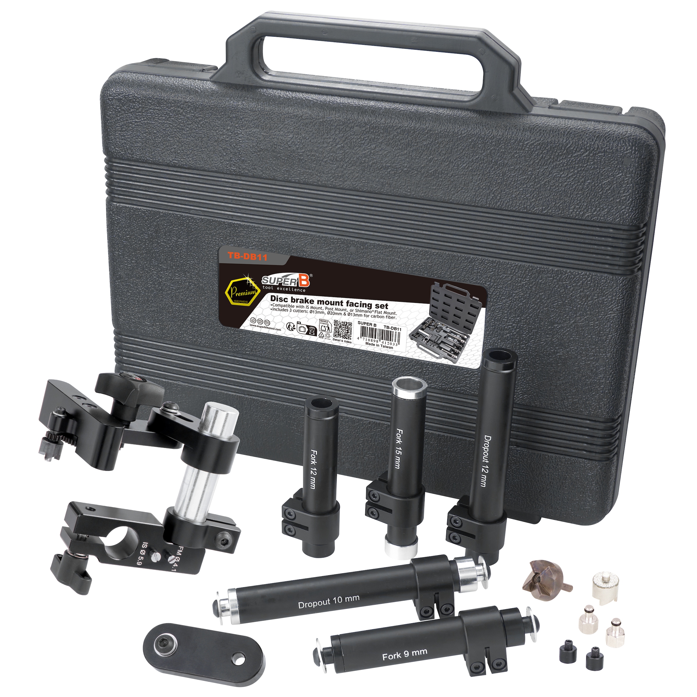 SUPER B Fahrradwerkzeugset »Planfräswerkzeug für Bremssattelaufnahme SuperB TB-DB11« Set, 13 tlg.