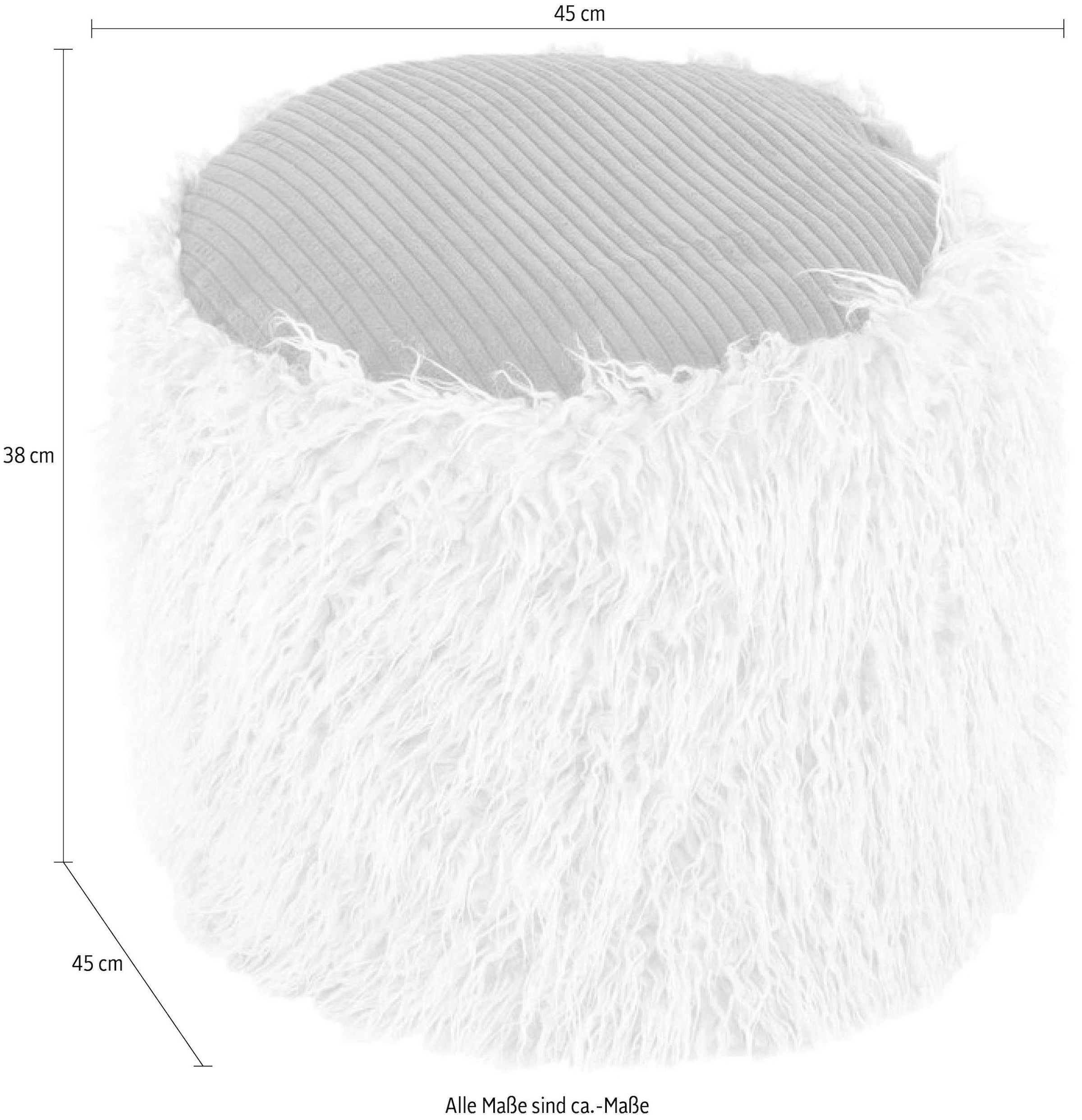 Kayoom Pouf »Fellpouf Bobtail 125, Fellhocker in zweifarbigem Design«, (1 St.), modern, dekorativ, kindersicherer Reißverschluss an der Unterseite