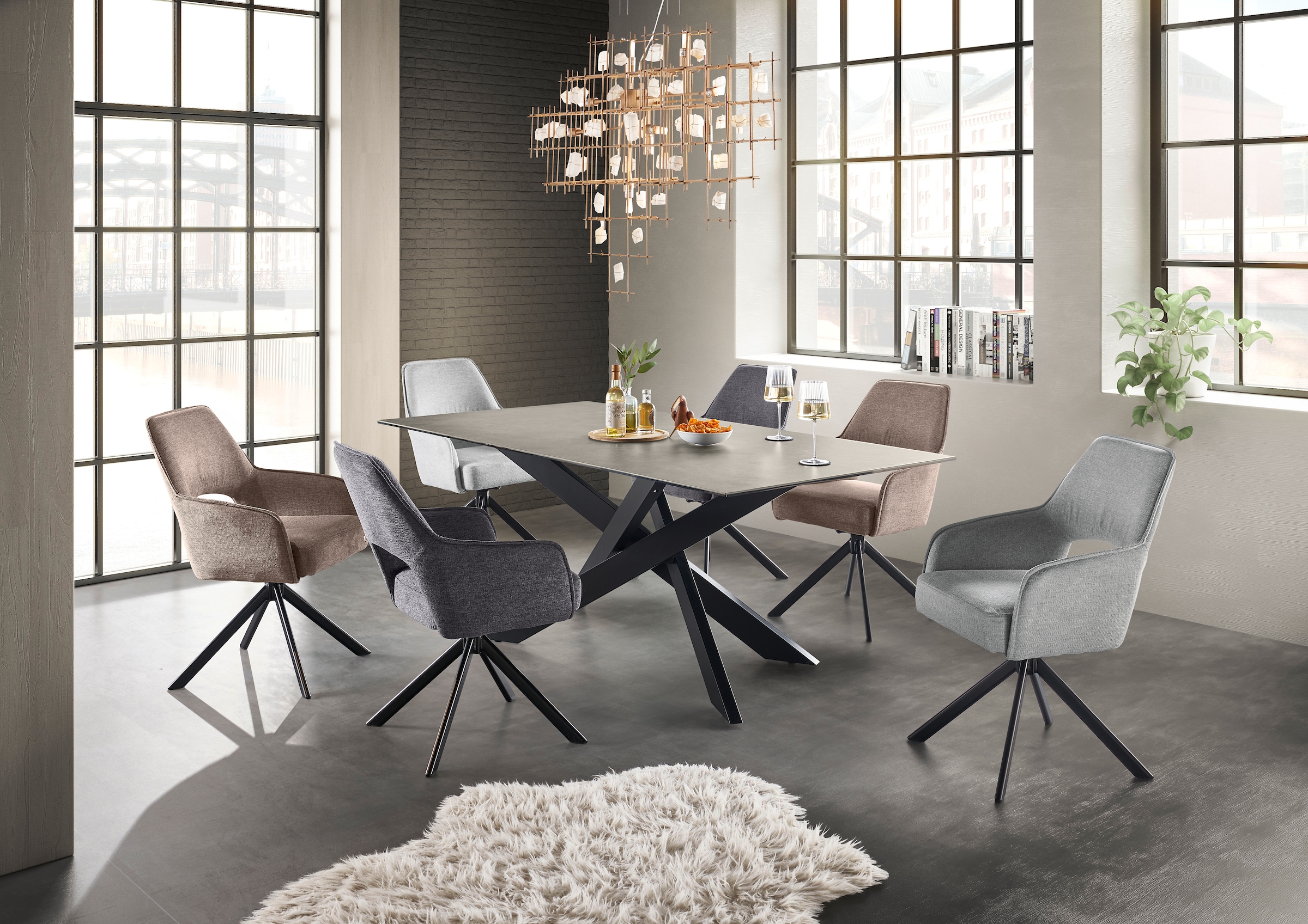 set one by Musterring Esstisch »Baltimore« Platte aus Glas-Keramik, Kreuzfuß in schwarz, Länge 200 cm