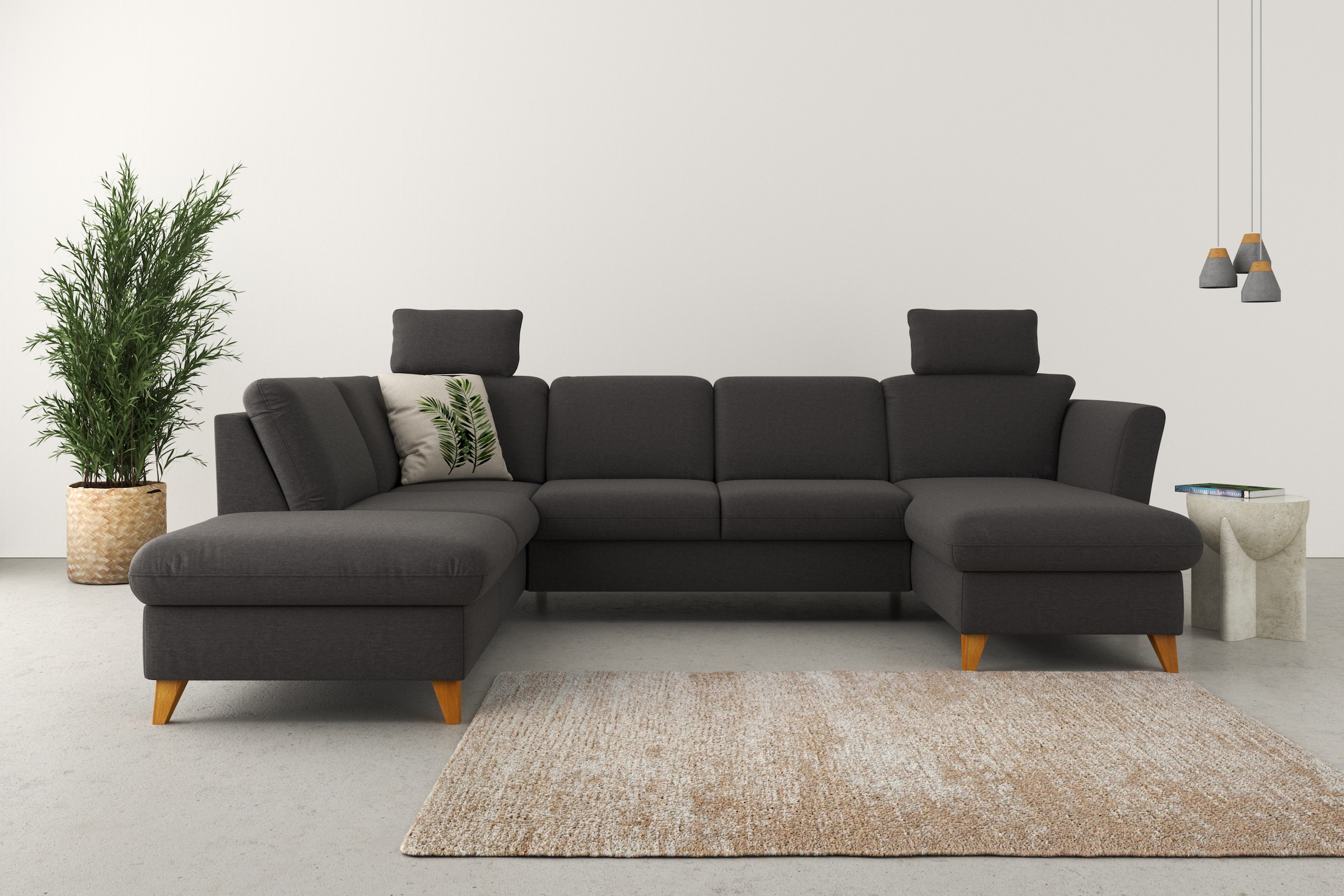 Home affaire Wohnlandschaft »Trelleborg U-Form«, Federkern-Polsterung, wahlweise mit Bettfunktion und Stauraum