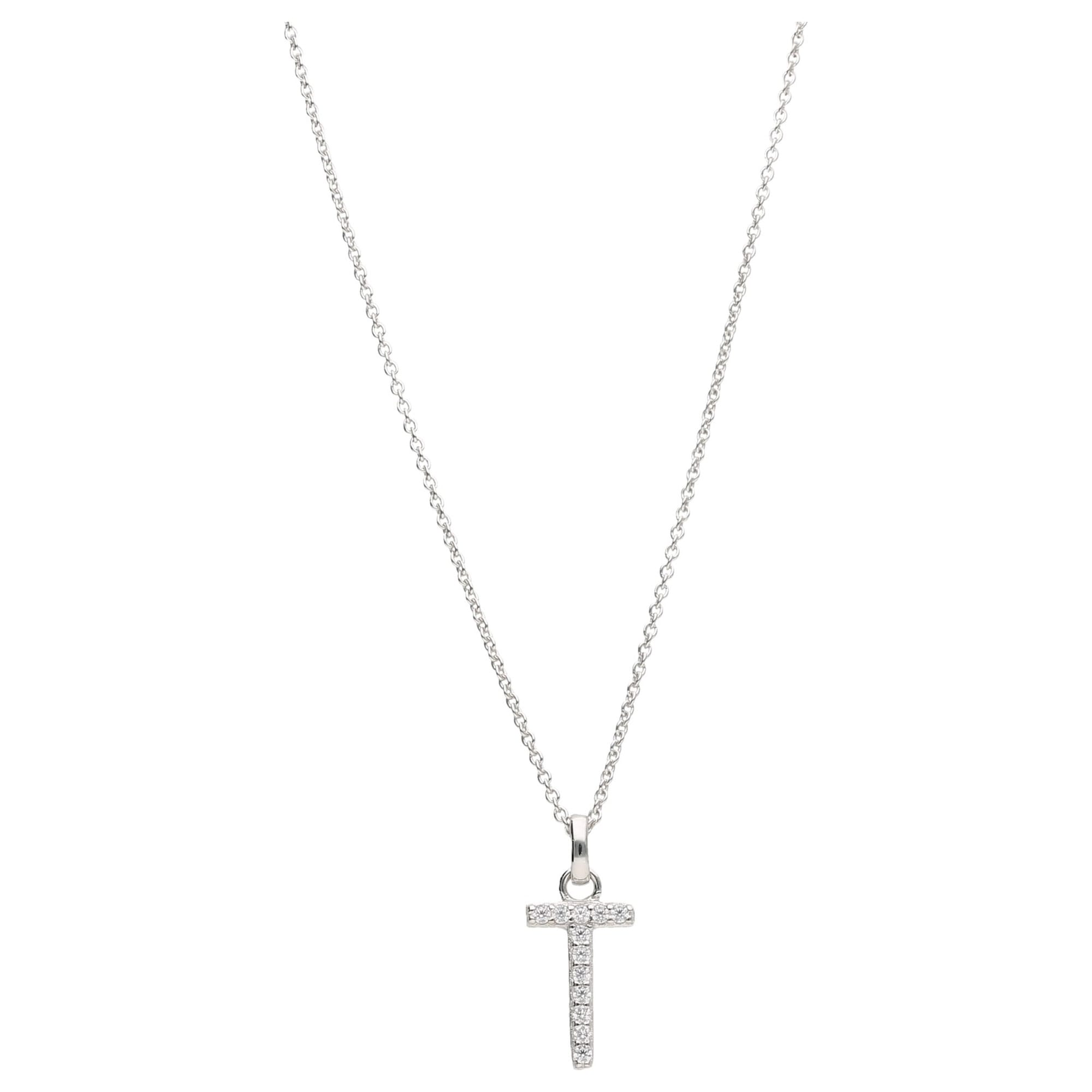 Smart Jewel Kette mit Anhänger »Kette Buchstabe T mit Zirkonia Steine, Silber 925«