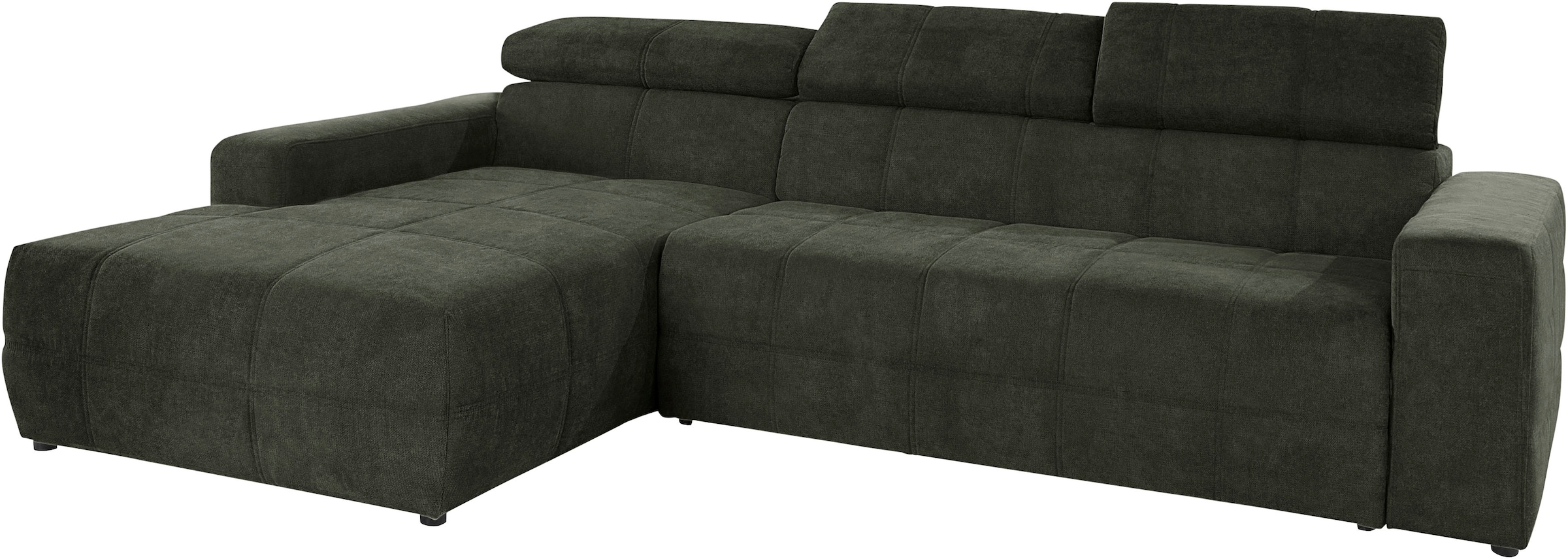 DOMO collection Ecksofa »Brandon Sitzbelastung 140 kg, große Ausführung, B/T/H: 289/177/80 cm«, mit Kopfteilverstellung, wahlweise Sitztiefenverstellung, L-Form