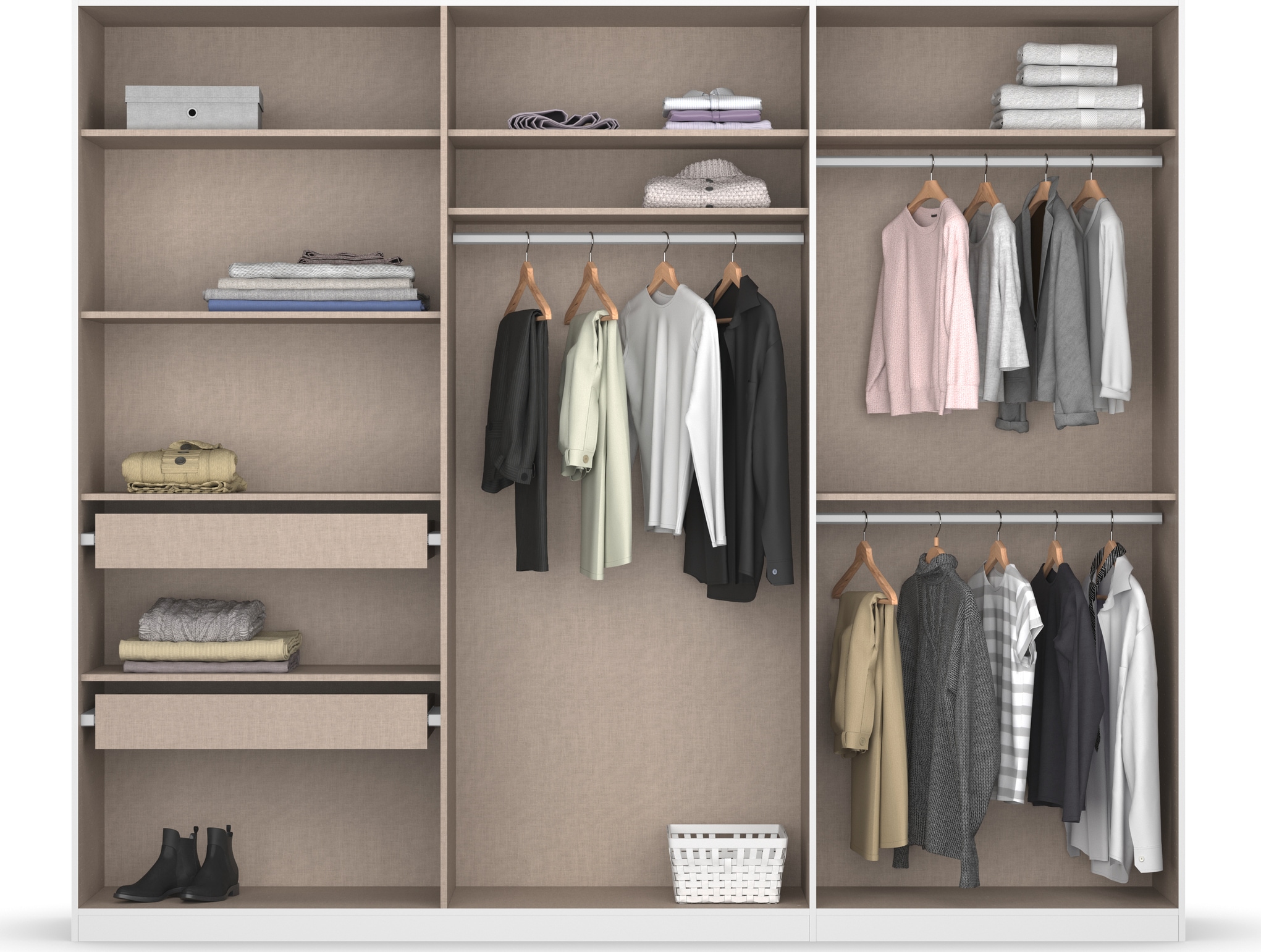 rauch Drehtürenschrank »Kleiderschrank Schrank Garderobe KOLUNA mit Dekor-Front«, inkl. 2 Innenschubladen sowie extra Einlegeböden MADE IN GERMANY
