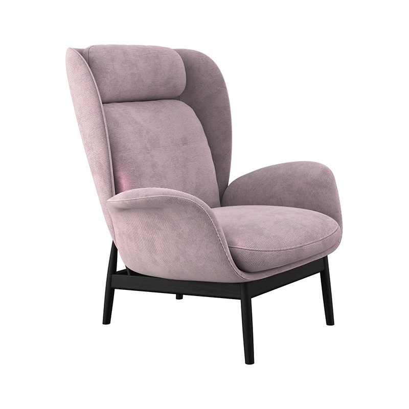 FLEXLUX Ohrensessel »Padova Scandic Design Sessel, erstklassiger Sitz- und Wohlfühlkomfort«, Stil & Komfort, organische Form, Ledenstütze integriert, Fuß schwarz