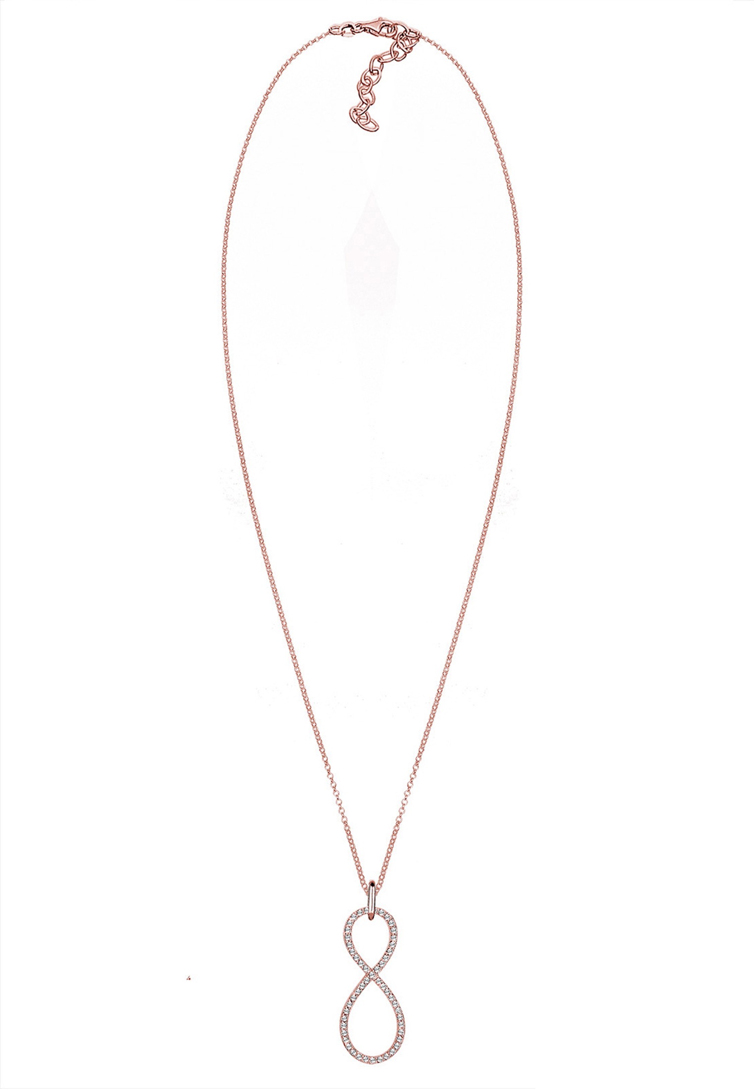 Elli Premium Lange Kette »Halskette Infinity Glas Kristalle Weiß 925 Sterling Silber«