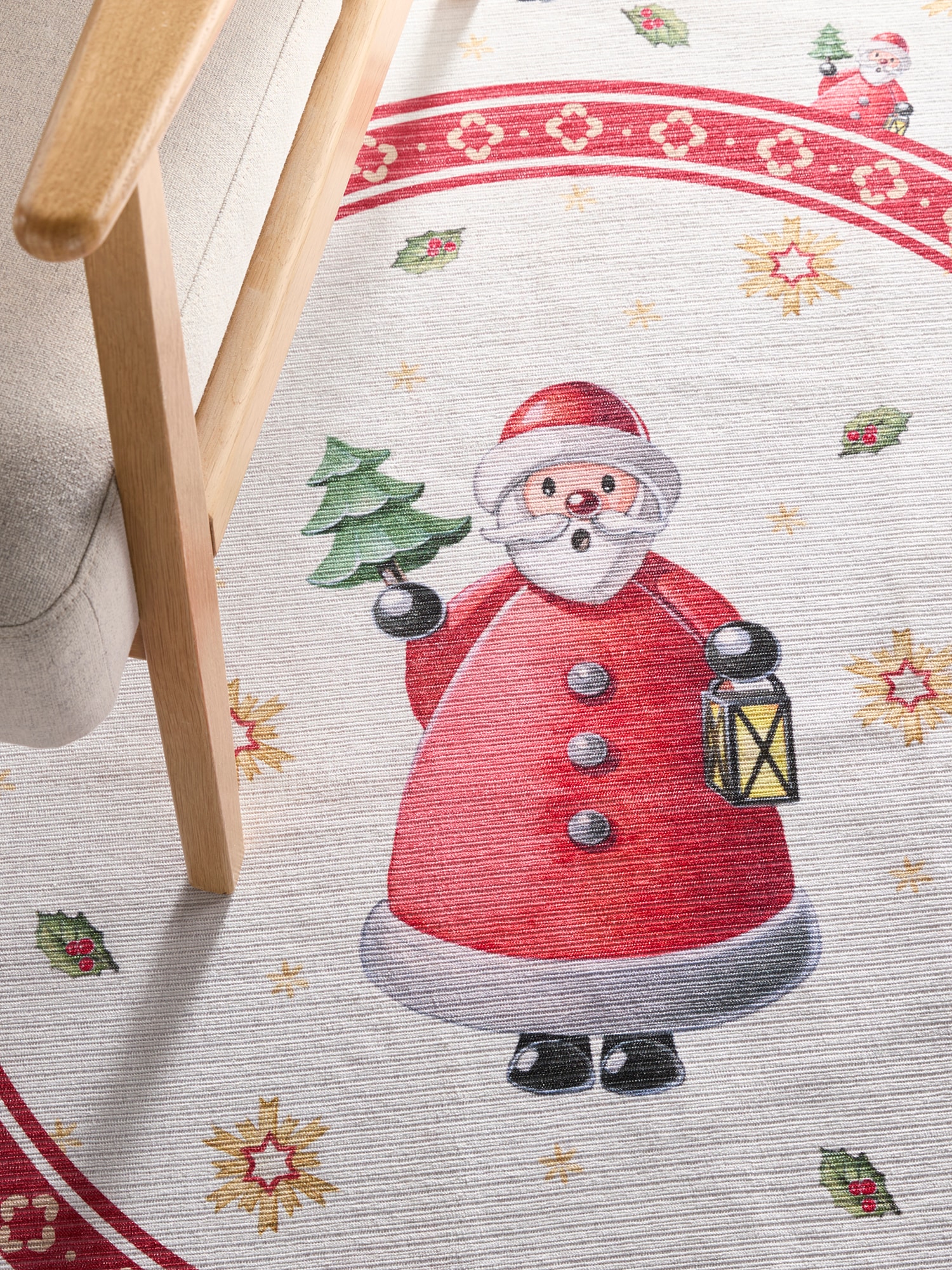 Villeroy & Boch Teppich »Toy's Delight Limited Edition Santa Claus«, rund, 3 mm Höhe, Limited Edition, Weihnachten, Wohnzimmer, Baumrock, Waschbar, Rund