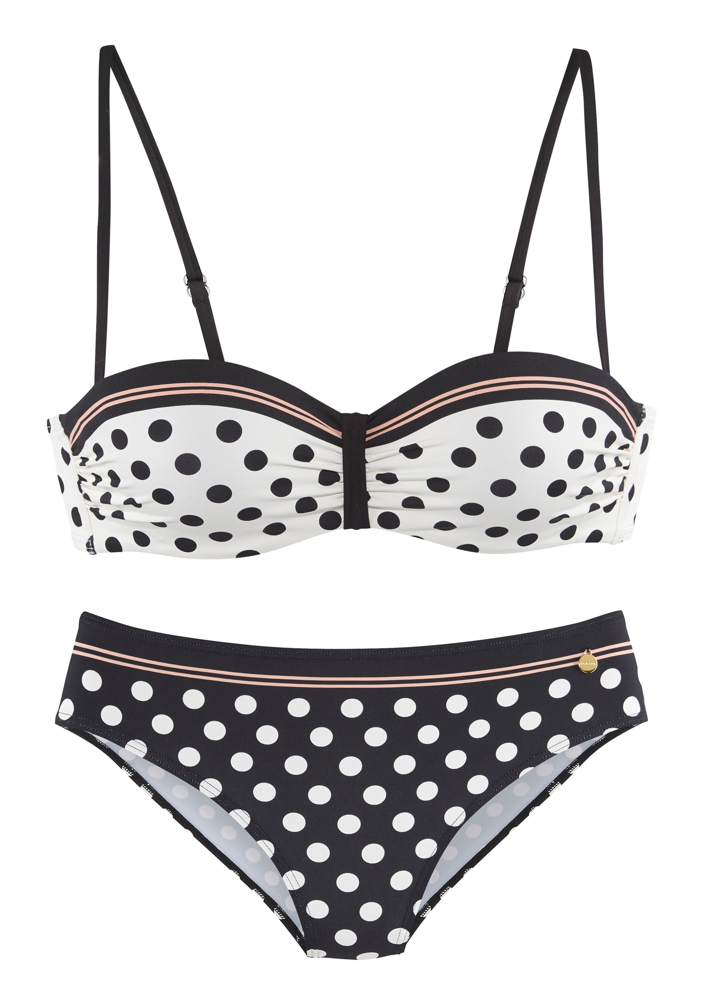 LASCANA, Damen, mit süßen Tupfen, schwarz/creme, Cup E, 36 - Cup E, schwarz/creme, Modischer Kontrast-Look