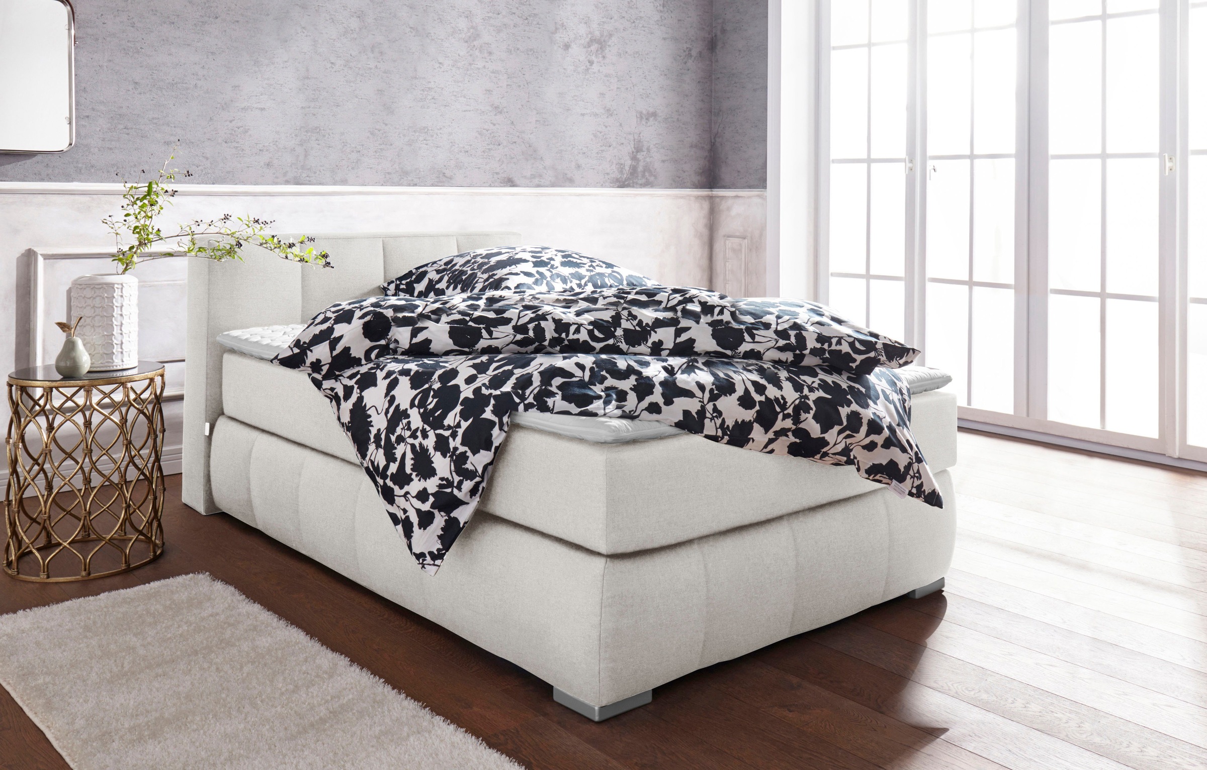 Home affaire Boxspringbett »Chelles« inkl. Topper,,  in XXL- Überlänge 220 cm, Unterbox mit feine Wölbung