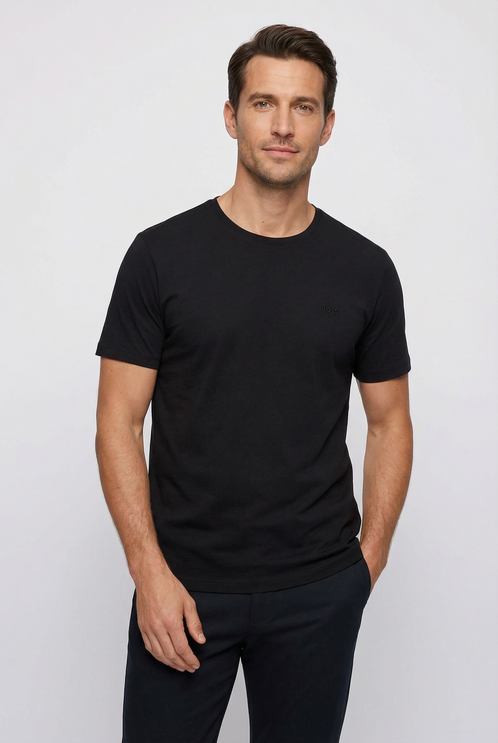 BOSS Rundhalsshirt »B-TShirtRN 2P Comfor« Packung, 2er-Pack, 2 Stk. mit tonalen Logo