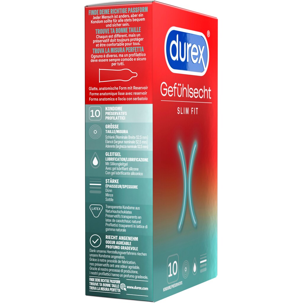 durex Kondome »Gefühlsecht Slim Fit«, (Packung, 10 St.)