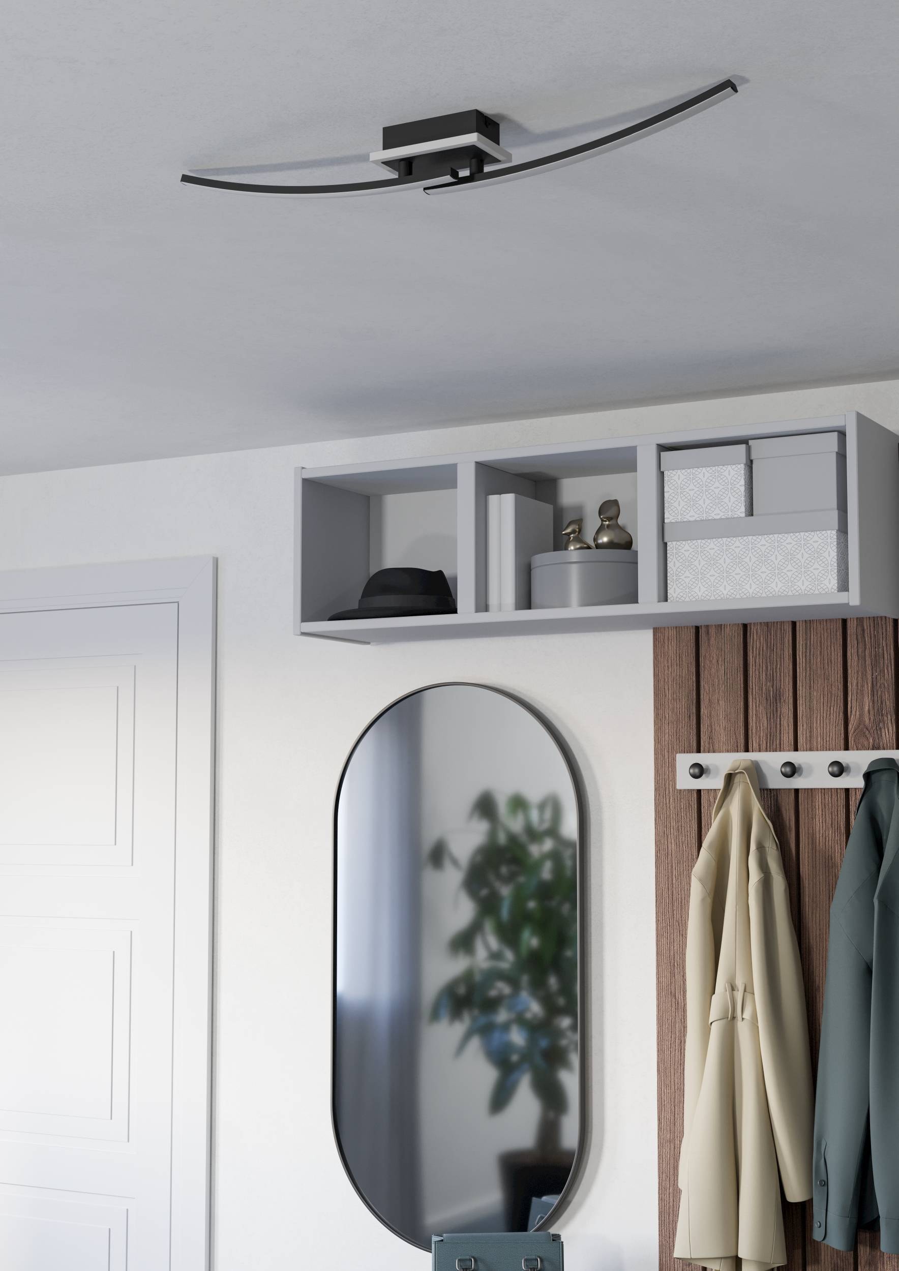 EGLO Deckenleuchte »Lungolago Deckenlampe, Bürolampe Decke aus Metall, Küchenlampe, Lampe« LED-Modul 1 Stk. Neutralweiß Wand-/Deckenleuchte - L74 x B14 x H6 cm - schwarz - 12W inkl.