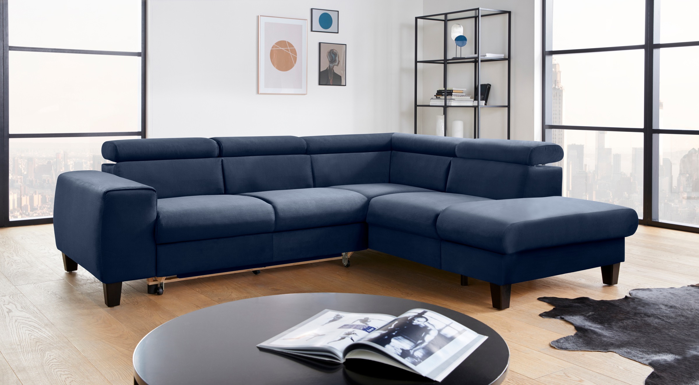 COTTA Ecksofa »Morven L-Form mit Kopfteilverstellung«, wahlweise mit Bettfunktion, Bettkasten & Wireless-Charger