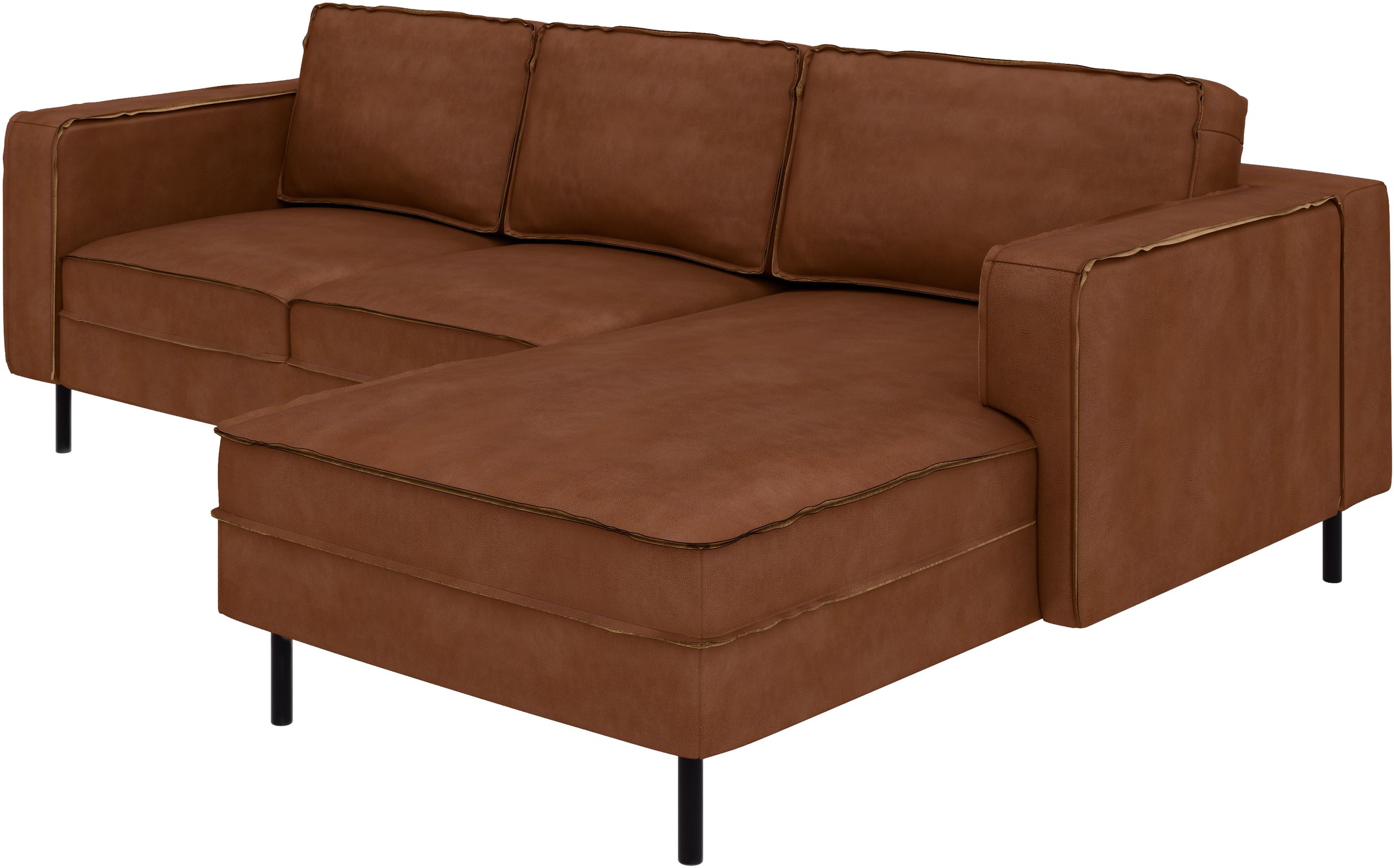 Places of Style Ecksofa »Watkins, wahlweise mit Schlaffunktion/Bettkasten, moderne offene Naht«, Recamiere beidseitig montierbar, L-Form, Breite 232 cm