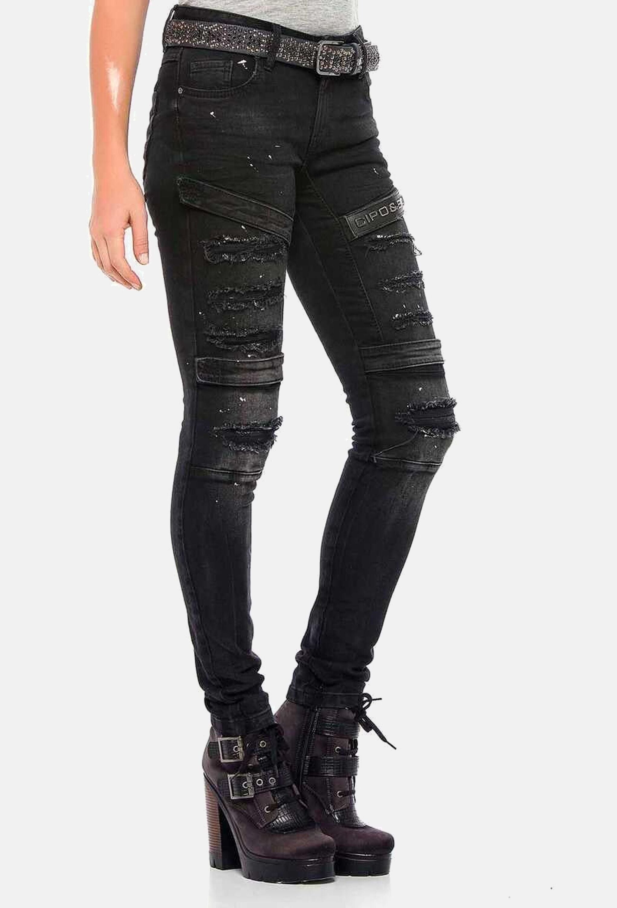 Cipo & Baxx Slim-fit-Jeans »Cipo & Baxx Jeans« im coolen Biker-Look in Skinny Fit, WD383