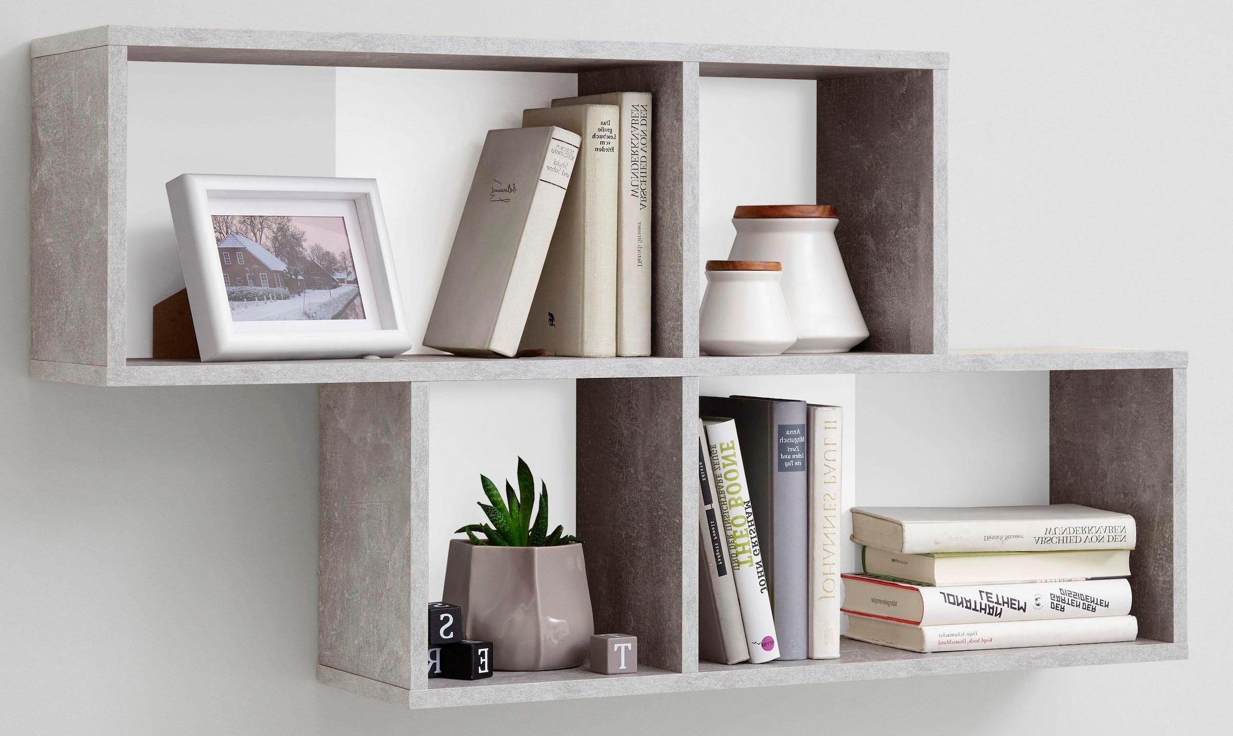 FMD Wandregal »Nora« Regal kompakt für Bücher und Accessoires, 100 cm breit, 53 cm hoch