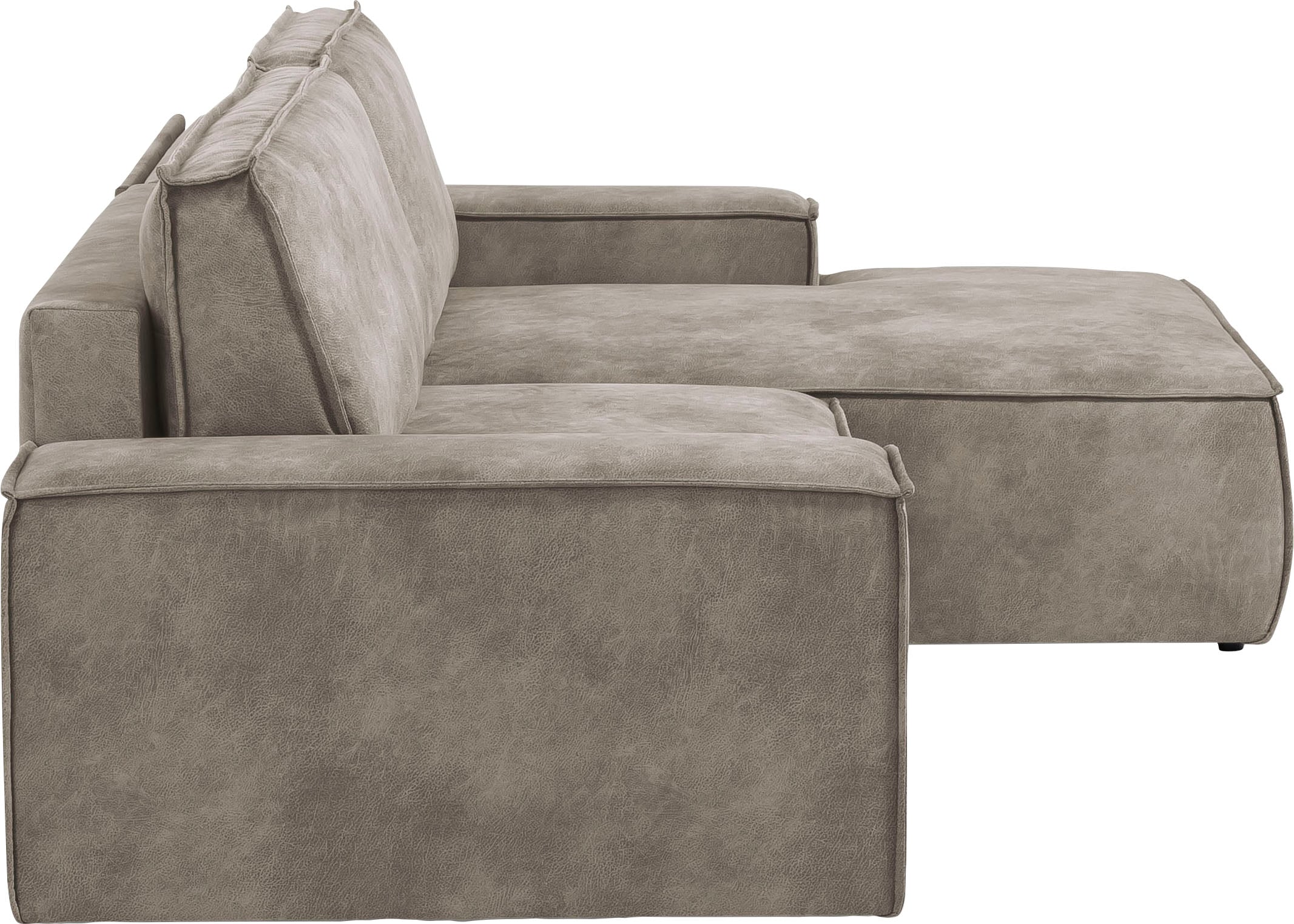 Home affaire Ecksofa SHERWOOD Schlafsofa 267 cm, L-Form, Schlaffunktion mit Bettkasten (210x136 cm), Cord, Vintage, Samtvelours