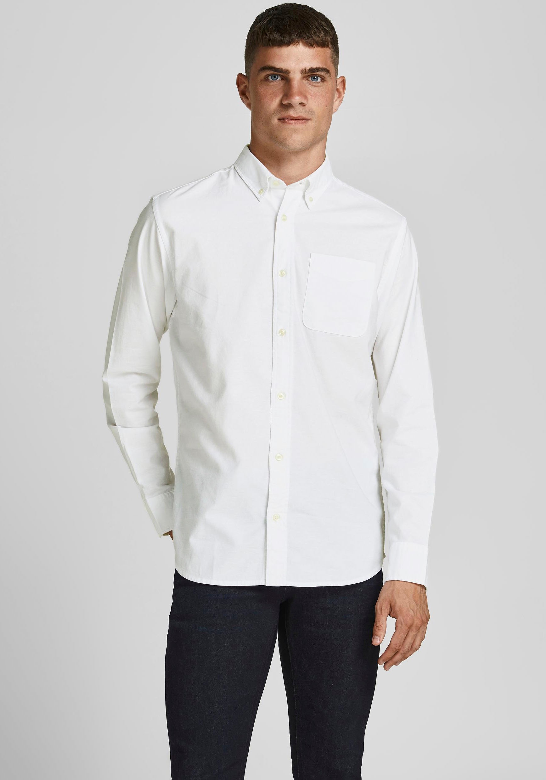 Jack & Jones Langarmhemd »BROOK OXFORD«, mit Button-Down Kragen