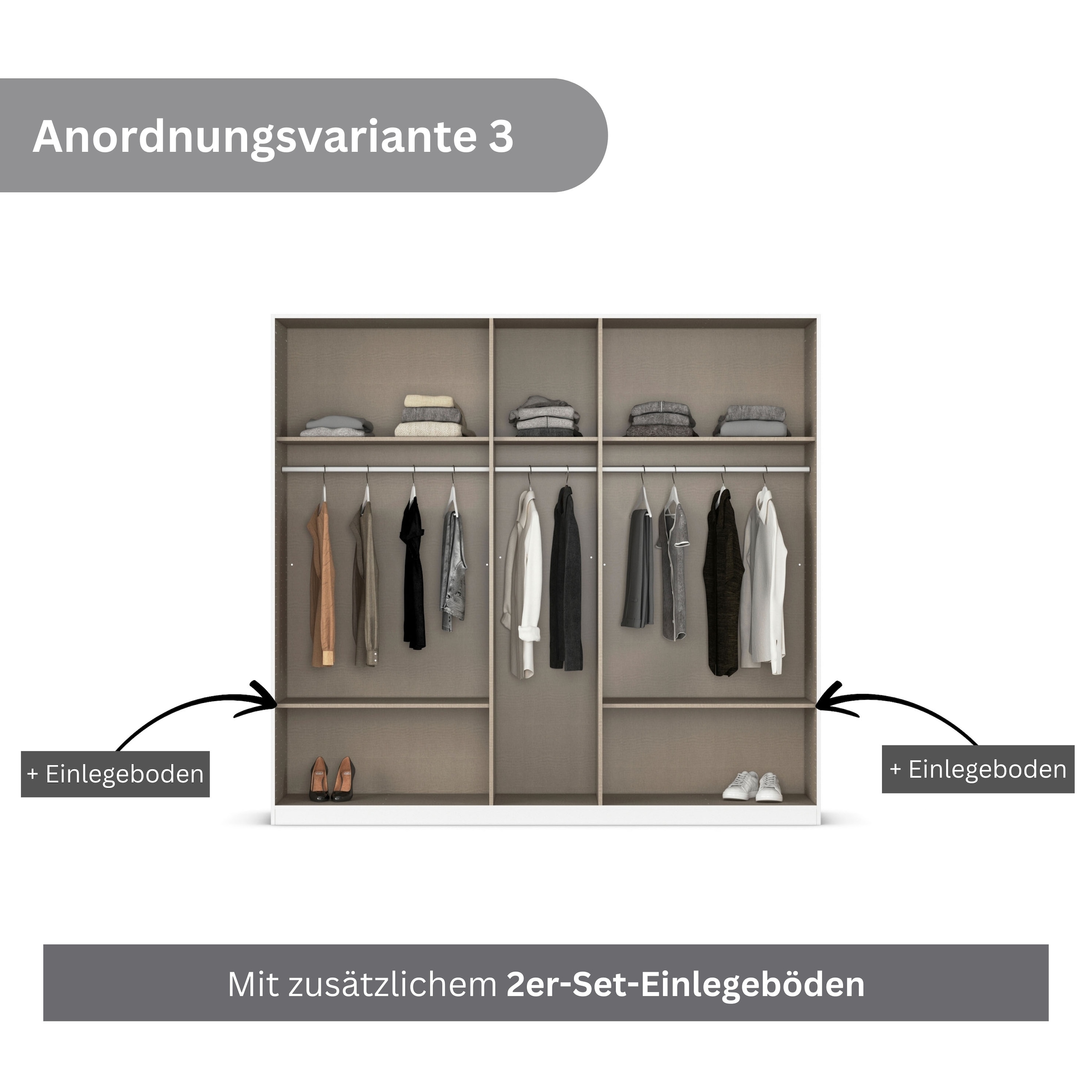 rauch Drehtürenschrank »Kleiderschrank Schrank Garderobe AGORDO mit Dekor- oder Hochglanzfront«, (in zwei Griff-Farben), durchdachte Innenausstattung, in 6 Breiten und 2 Höhen MADE IN GERMANY