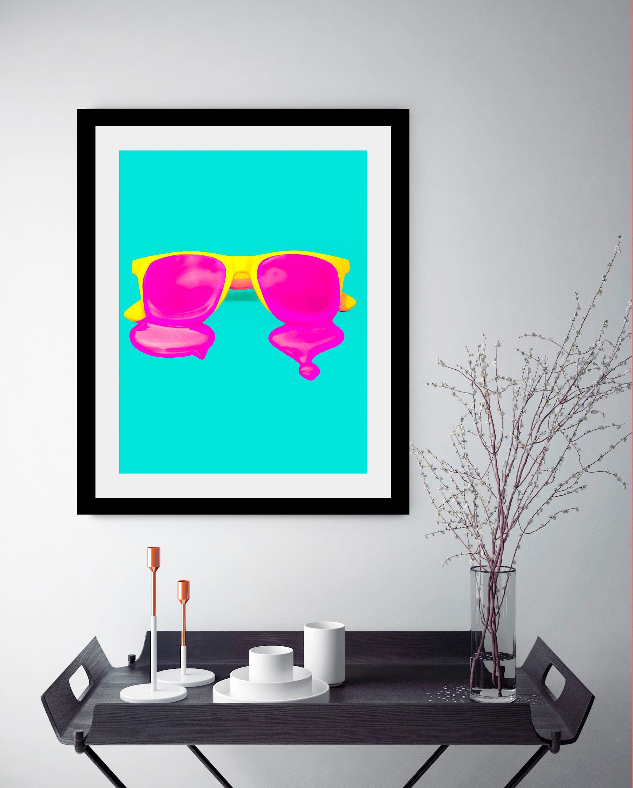 queence Bild »Brille« Humor | Kunst HD Premium Poster-Druck inkl. Holzrahmen