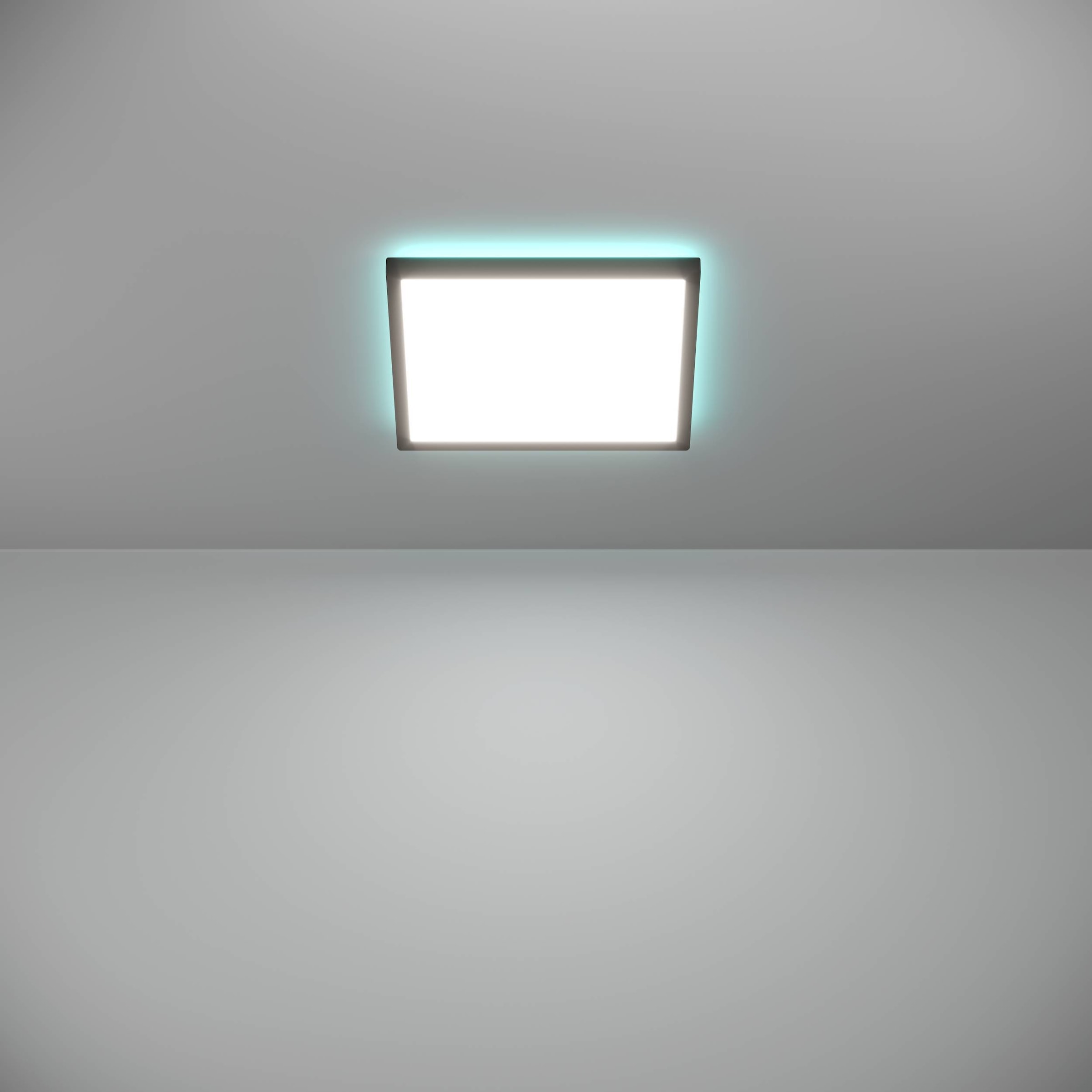 EGLO Deckenleuchte »Rovito-Z Deckenlampe, ZigBee 3.0, Kunststoff, Badezimmerlampe, IP44« LED-Modul 1 Stk. Kaltweiß | RGB Wand-/Deckenleuchte - L29 x B29 x H3 cm - schwarz - 13,4W inkl.
