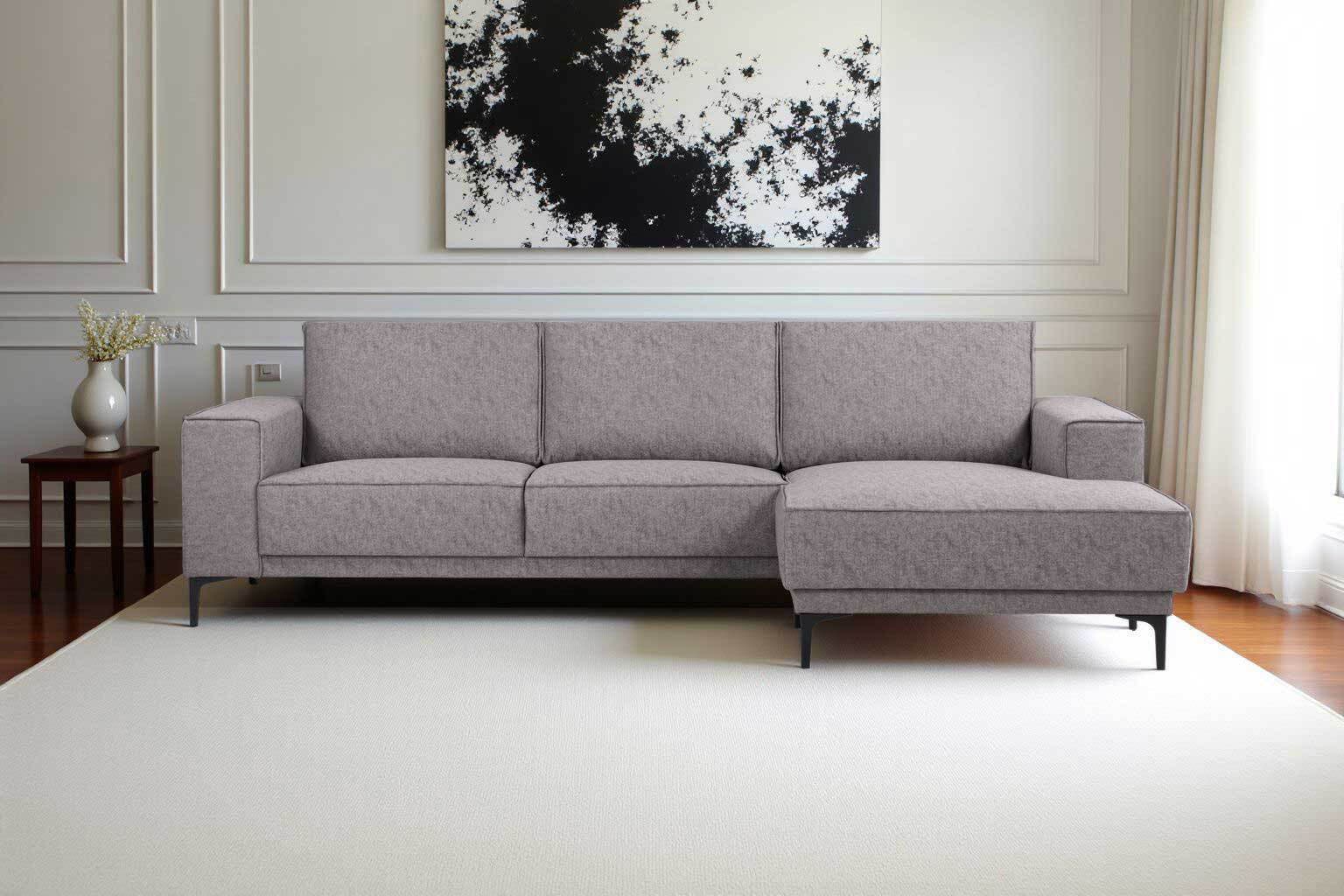 OTTO home Ecksofa »Polsterecke Oland, Struktur, Flachgewebe, Luxus-Microfaser, Boucle« L-Form, 280 cm, Wellenunterfederung, Skandi-Design, Metallfüße