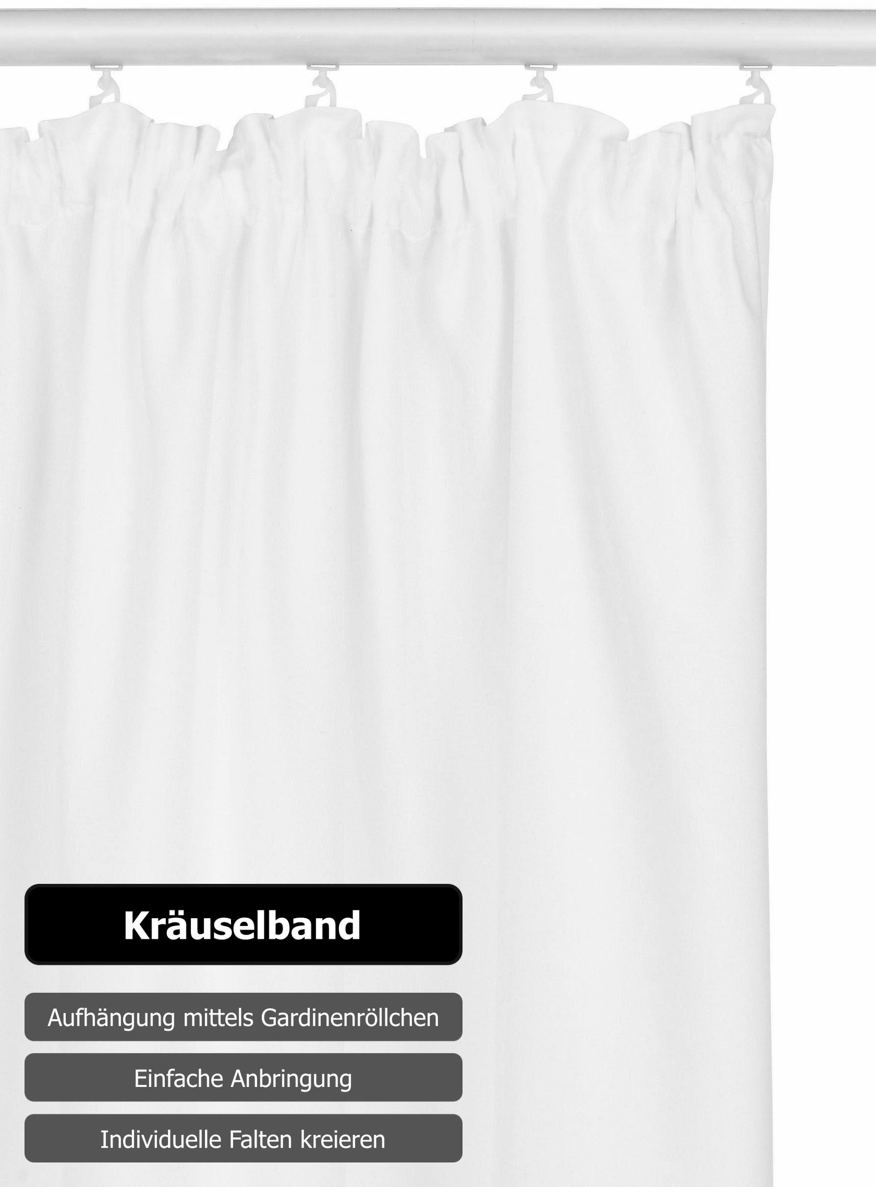my home Vorhang »Raja, Gardinen mit Kräuselband, Vorhänge Wohnzimmer, modern, Vorhang«, (2 St.), 2er-Set, Bestseller, einfarbig, modern, pflegeleicht, Mikrofaser