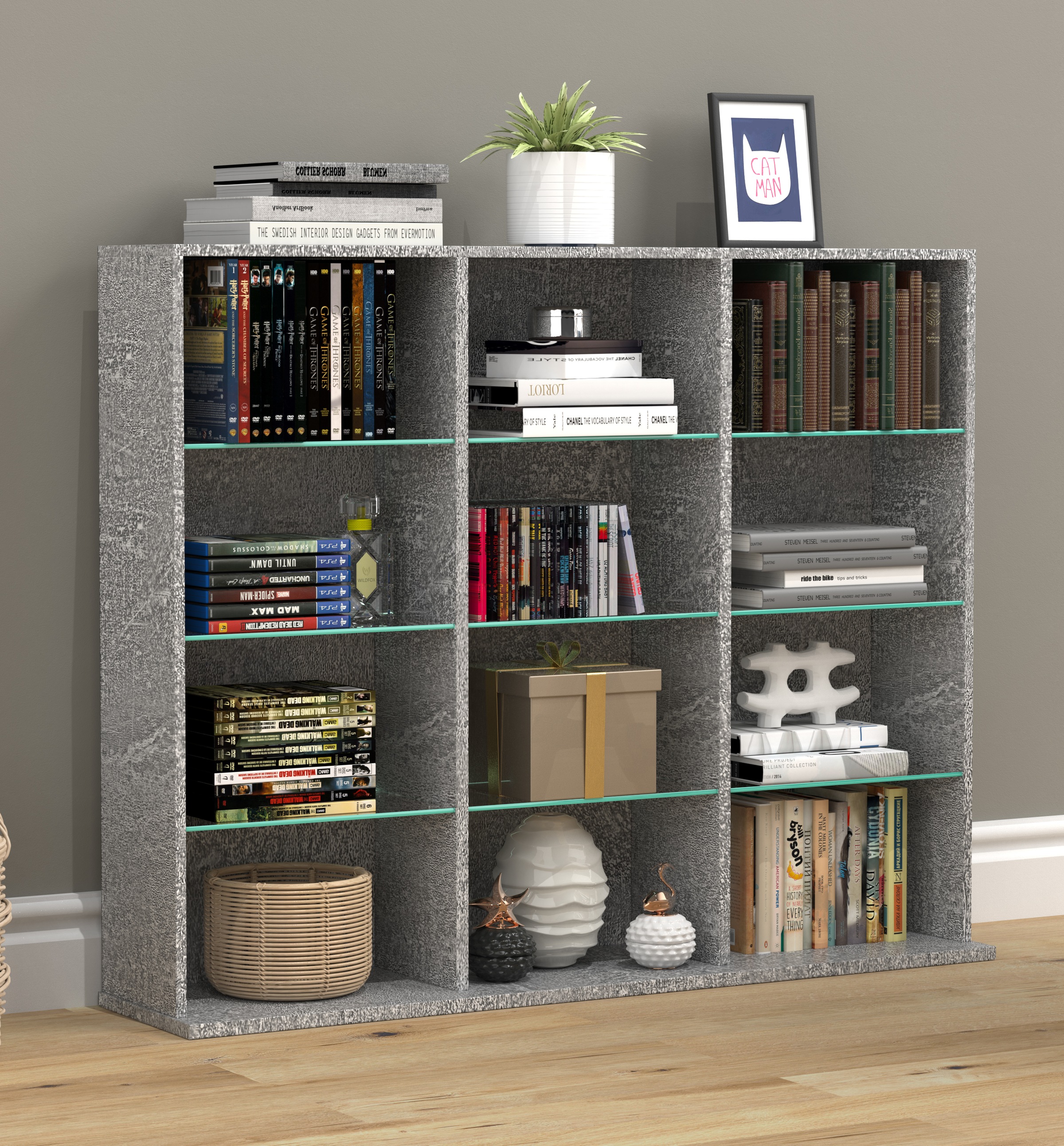 VCM Standregal »Holz CD DVD Standregal Bücherregal Regal Zilas L« 1 Stk. tlg.