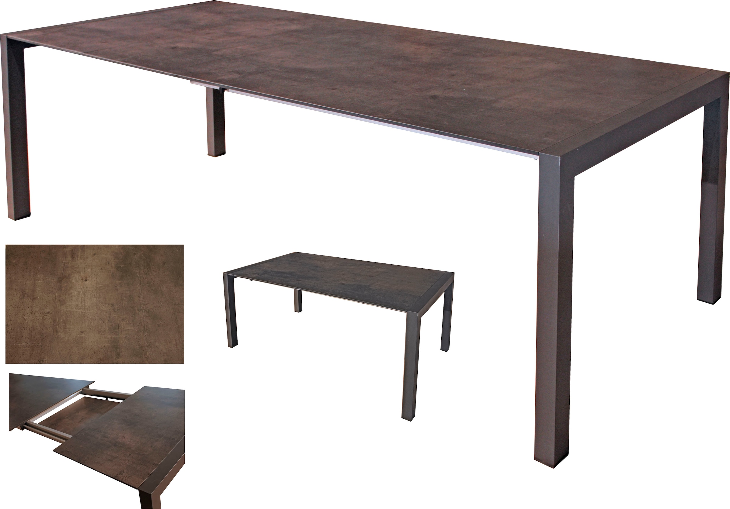 Garden Pleasure Garten-Essgruppe »SOPHIA«, (9 tlg., 1x Ausziehtisch, 8x Stapelstuhl), Ausziehbarer Tisch, Stühle stapelbar, geeignet für 8 Personen