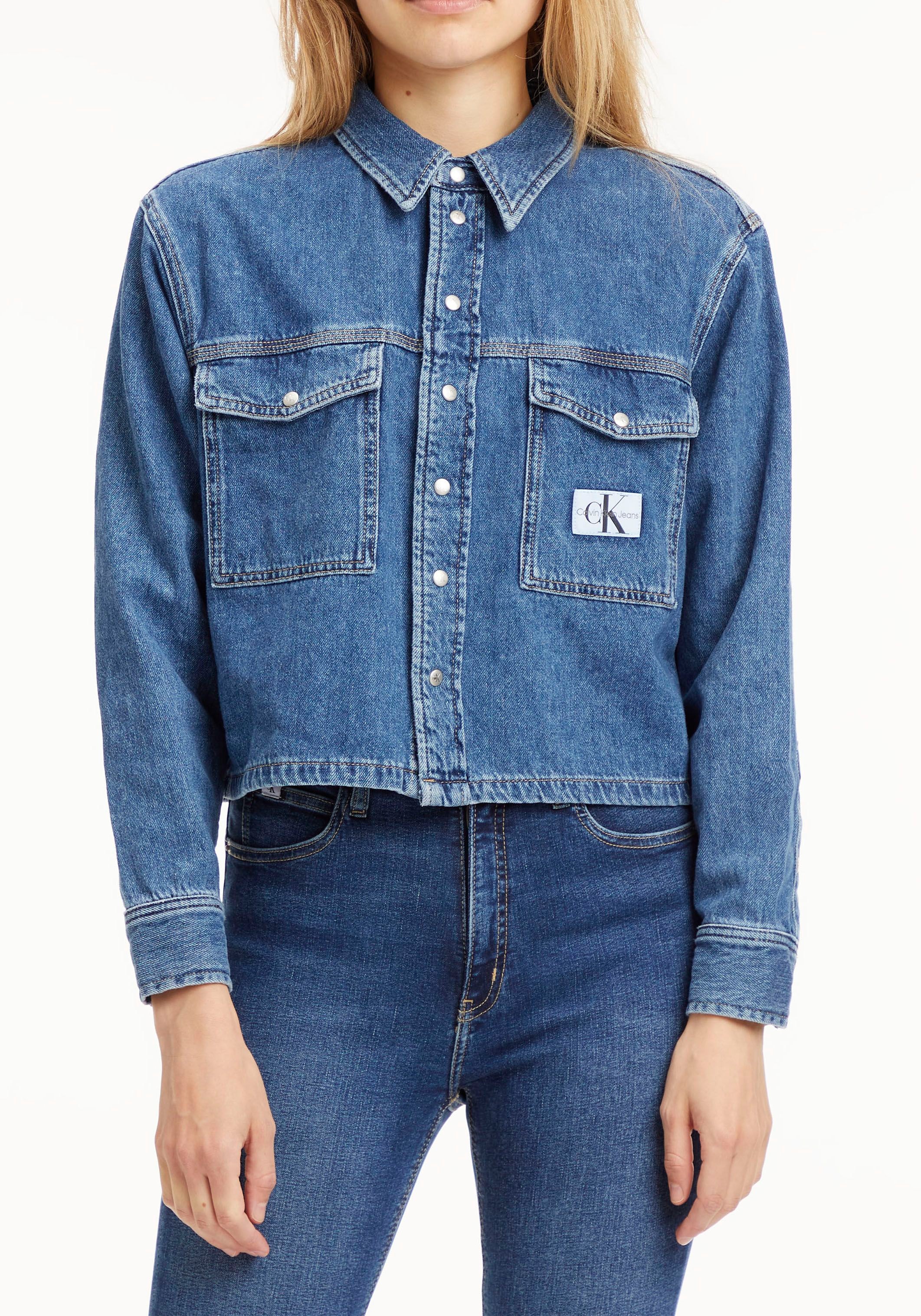 Calvin Klein Jeans Jeansbluse, mit ♕ bei Hemdblusenkragen