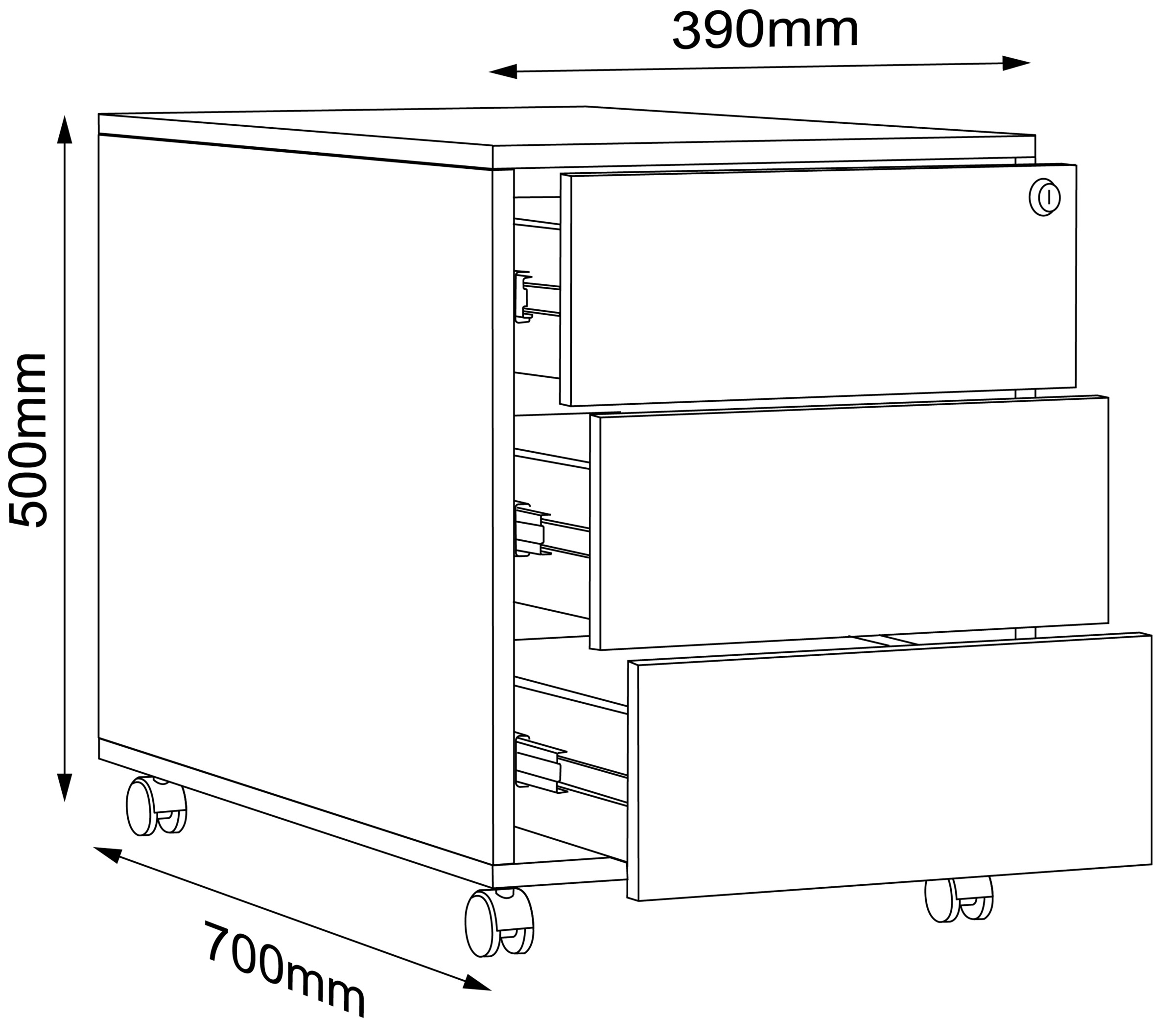 VCM Container »Holz Rollcontainer Bürocontainer Salia 3 Schublade«